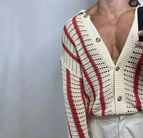 Other Knit Striped Jacquard Cardigan Size US L / EU 52-54 / 3 - 4 Thumbnail
