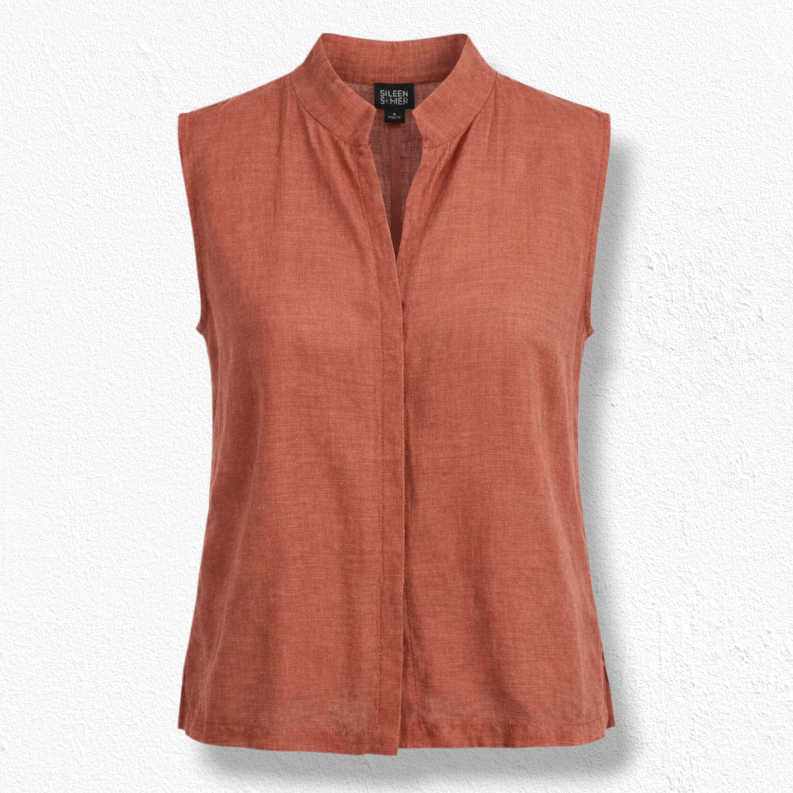 Eileen Fisher Eileen Fisher Linen Silk Rust Sleeveless Blouse M Size M / US 6-8 / IT 42-44 - 1 Thumbnail