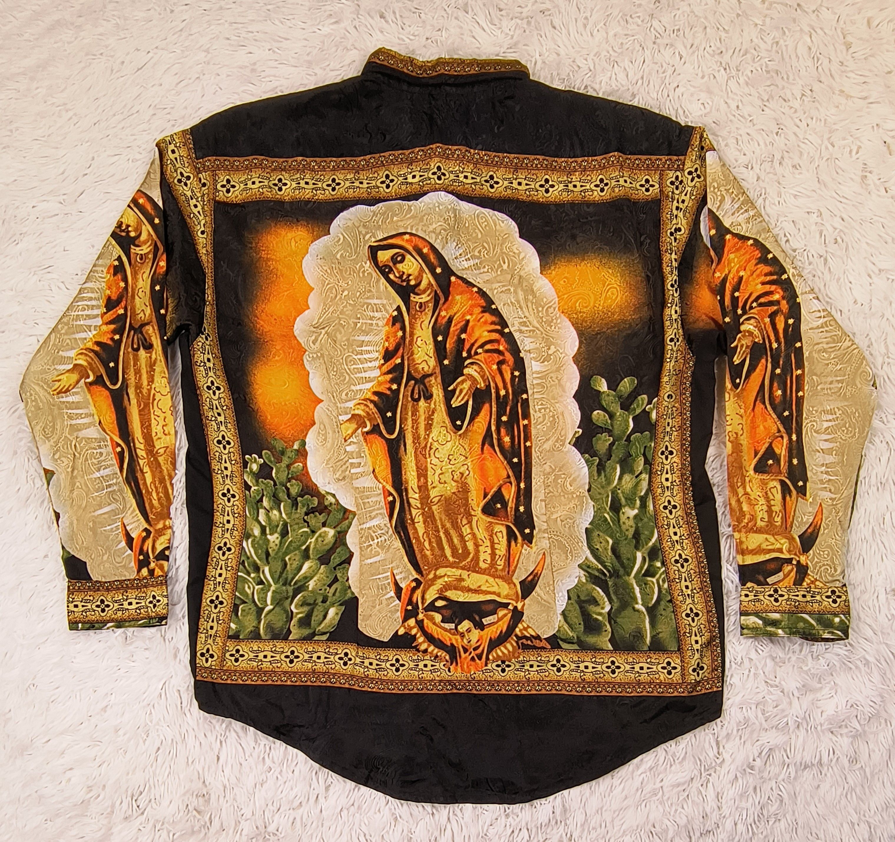 Mexican Threads Vintage virgin lady Guadalupe 90s button up LS shirt Size US L / EU 52-54 / 3 - 2 Thumbnail