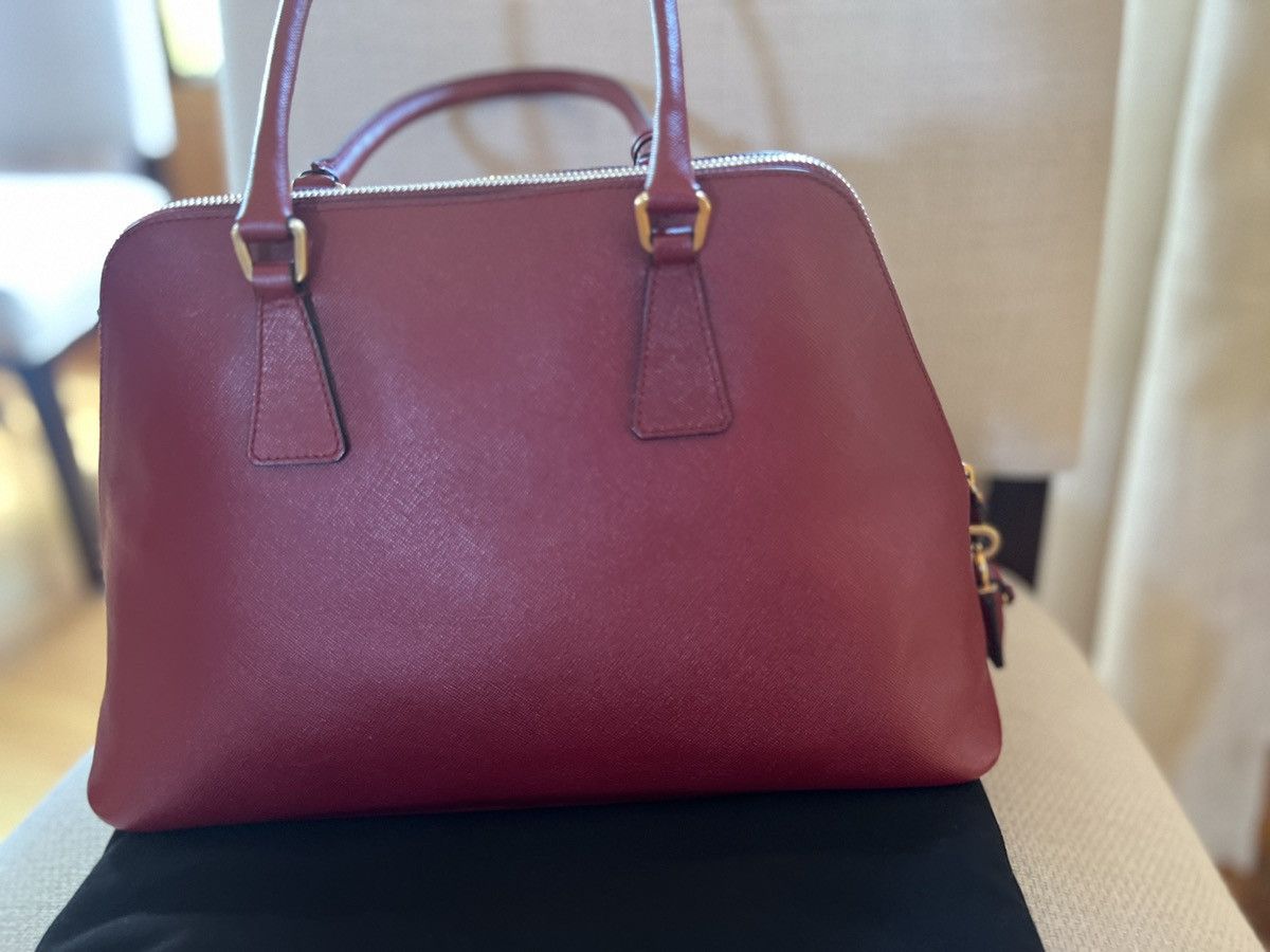 Prada Prada Burgundy Red Saffiano Handle Bag Size ONE SIZE - 7 Thumbnail
