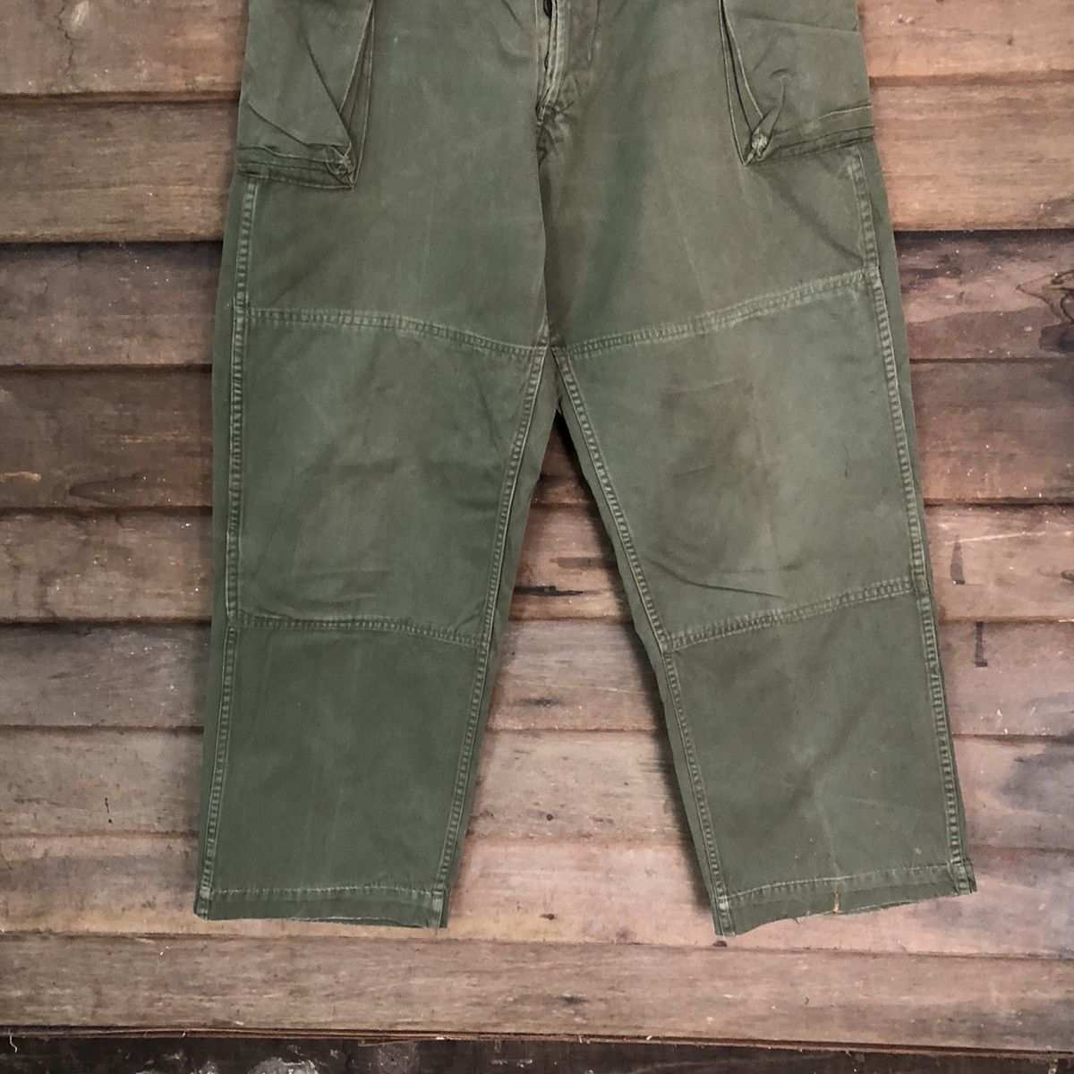 Vintage DL Japan army double knee vintage Green Cargo pants #S2779 Size US 30 / EU 46 - 3 Thumbnail