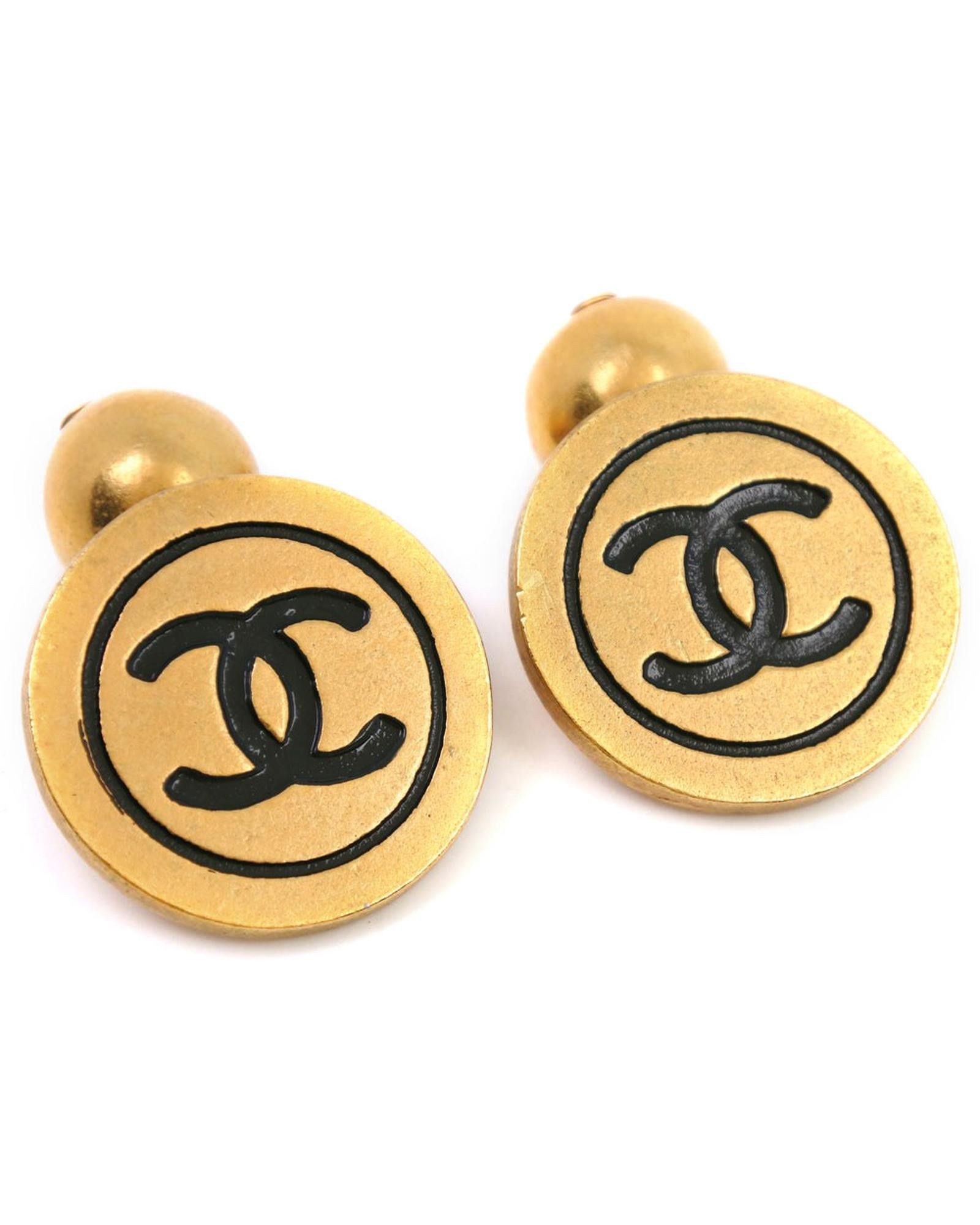 image of Chanel Gold Cc Dangle Cufflinks - Ab Condition, Women's