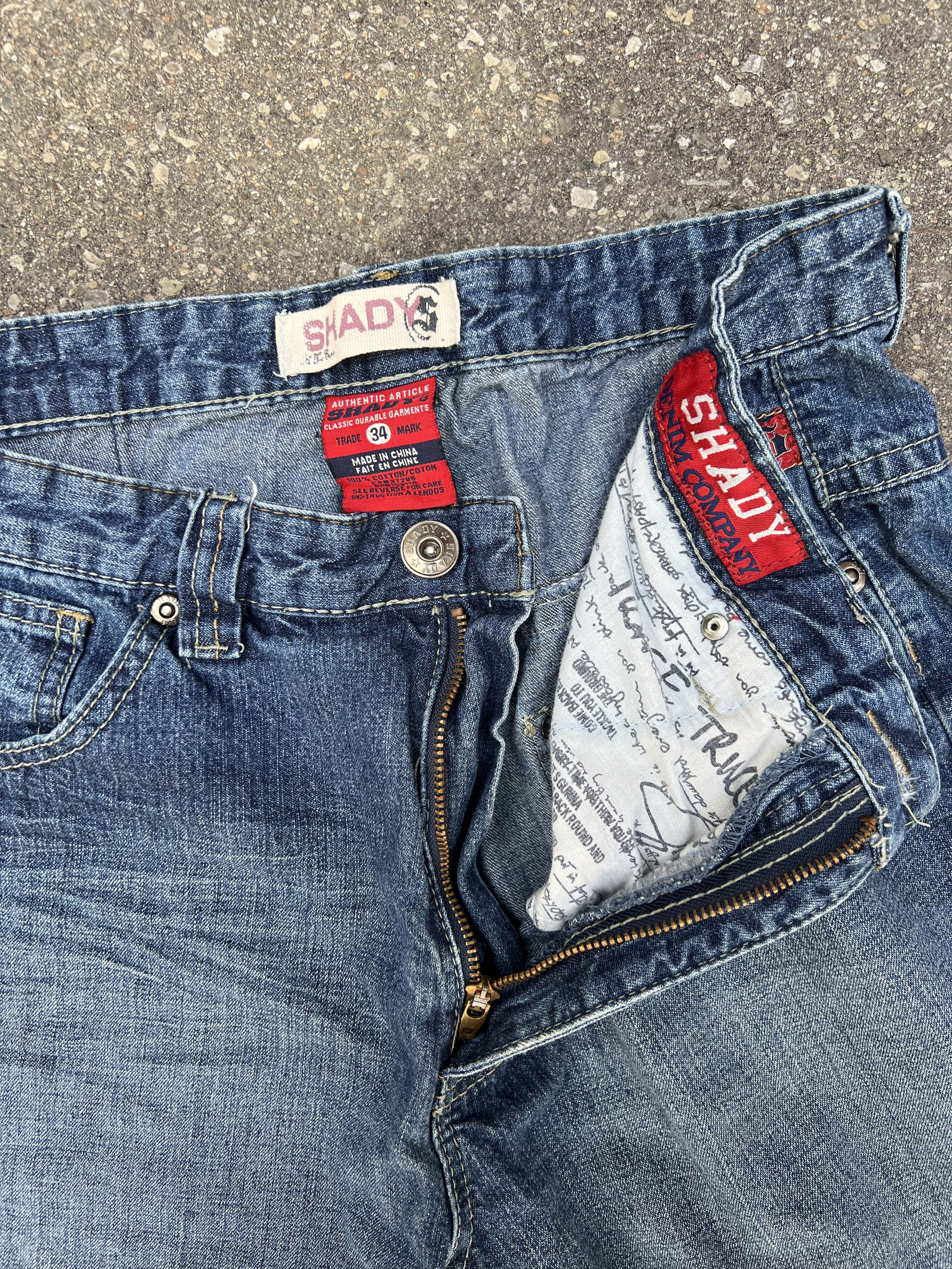 Shady Ltd VTG 2000's Shady Baggy Faded Denim Jean Shorts Size US 34 / EU 50 - 5 Thumbnail