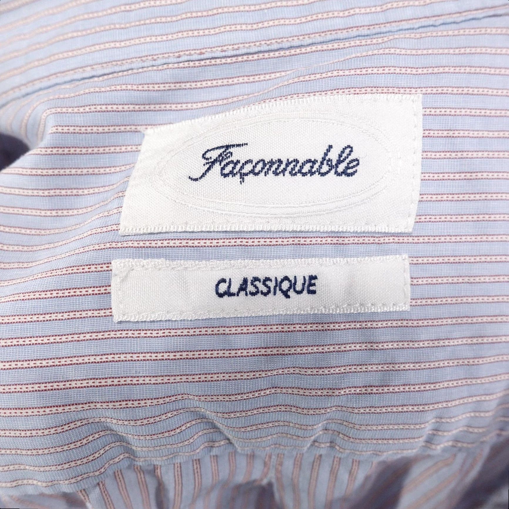 Faconnable VINTAGE Faconnable Dress Shirt Mens XL Blue Pinstripe Cotton Button Front Classic Size 46R - 7 Thumbnail