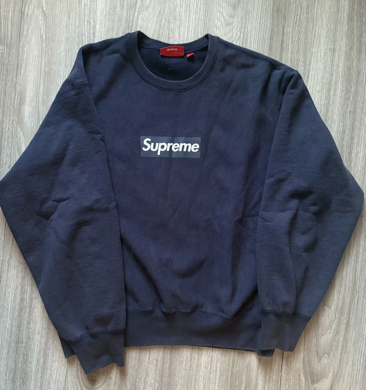 Supreme Supreme Washed Box Logo Crewneck - NAVY - Size M