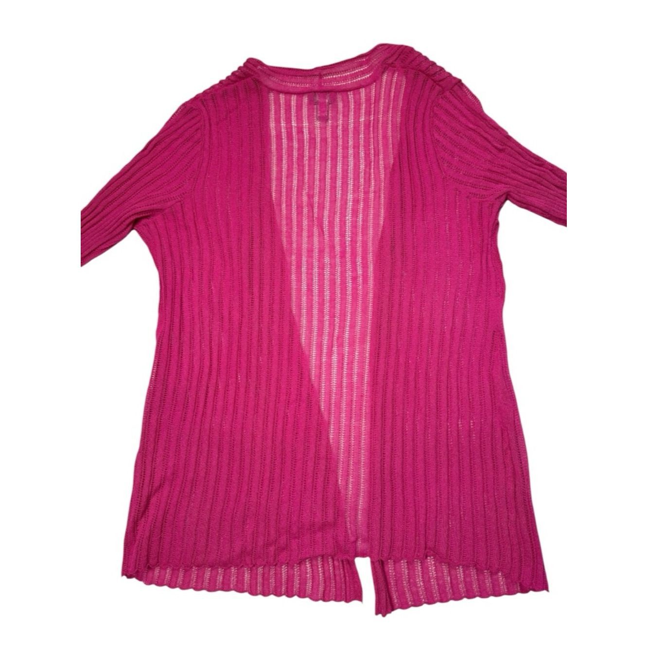 Chicos Chico's Travelers Ribbed Open Front Fuchsia Cardigan Size 3 Size XL / US 12-14 / IT 48-50 - 4 Thumbnail