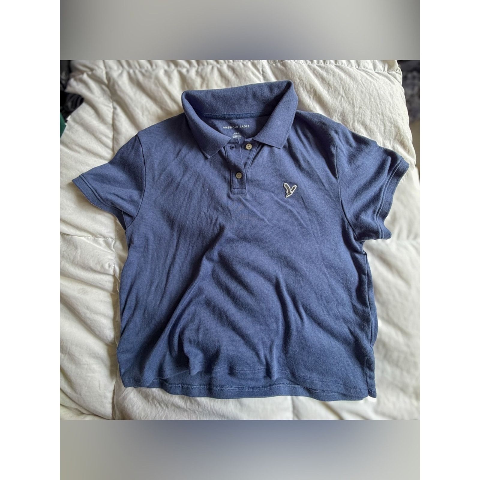 American Eagle Outfitters American Eagle Cropped Polo Tee in Indigo Size Womens Large Size L / US 10 / IT 46 - 4 Thumbnail