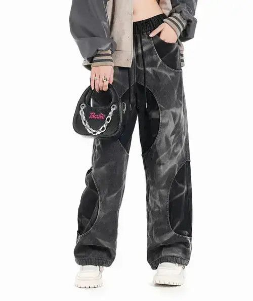 Jean VIBE Two Piece Black Baggy Jeans Size US 33 - 2 Thumbnail