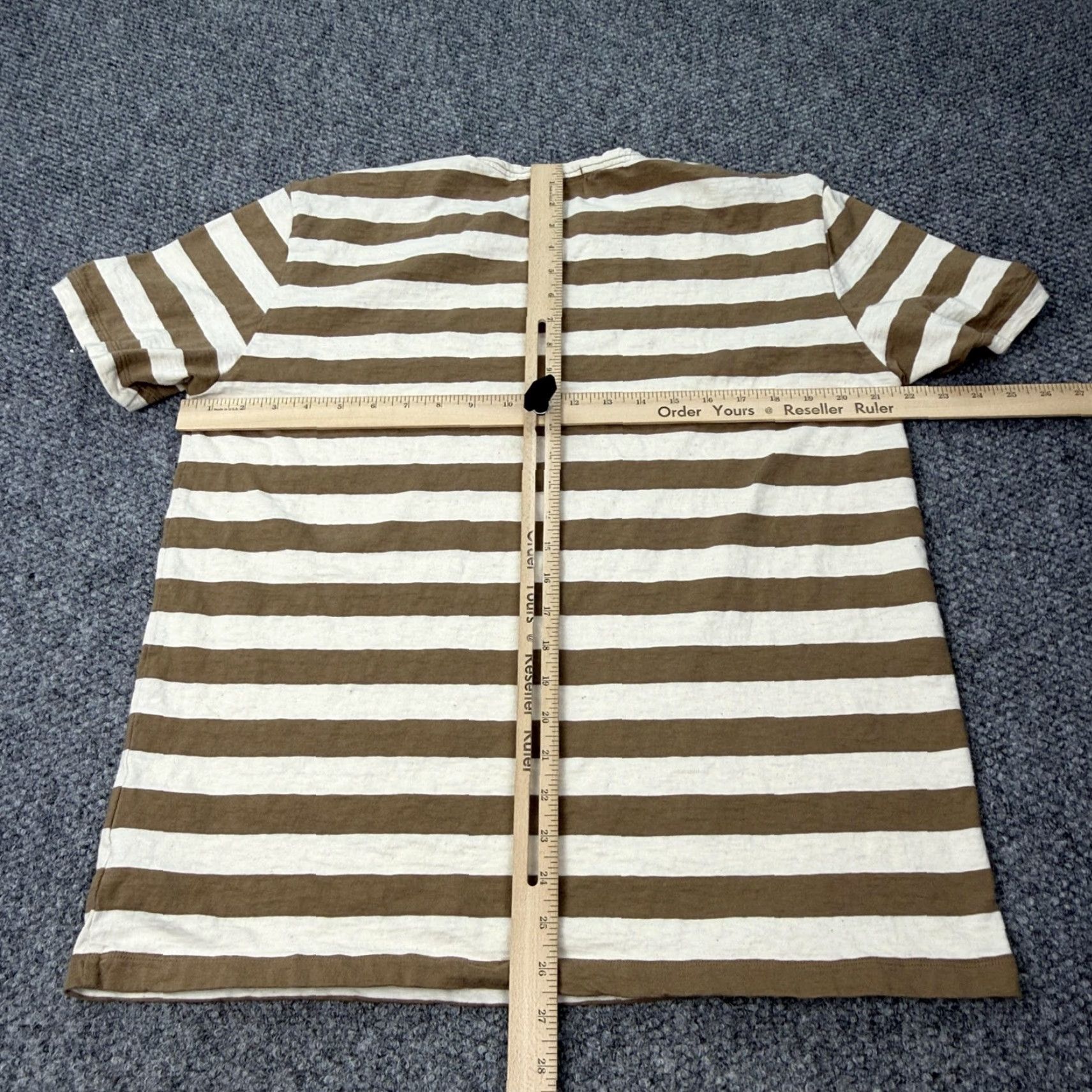 Vintage BLDWN Shirt Mens Large Brown White Khaki Stripe 100% Cotton Casual Crewneck Size US L / EU 52-54 / 3 - 6 Thumbnail