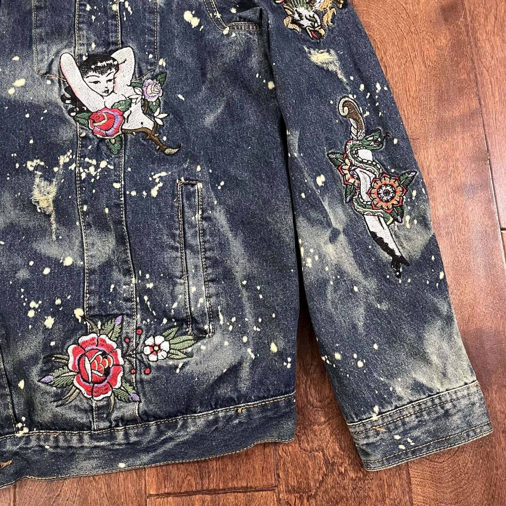 Reason Reason Denim Sherpa Trucker Jean Jacket 3XL Death Before Dishonor Embroidered Mens Jacket Bomber Denim Blue Size US 39 - 6 Thumbnail