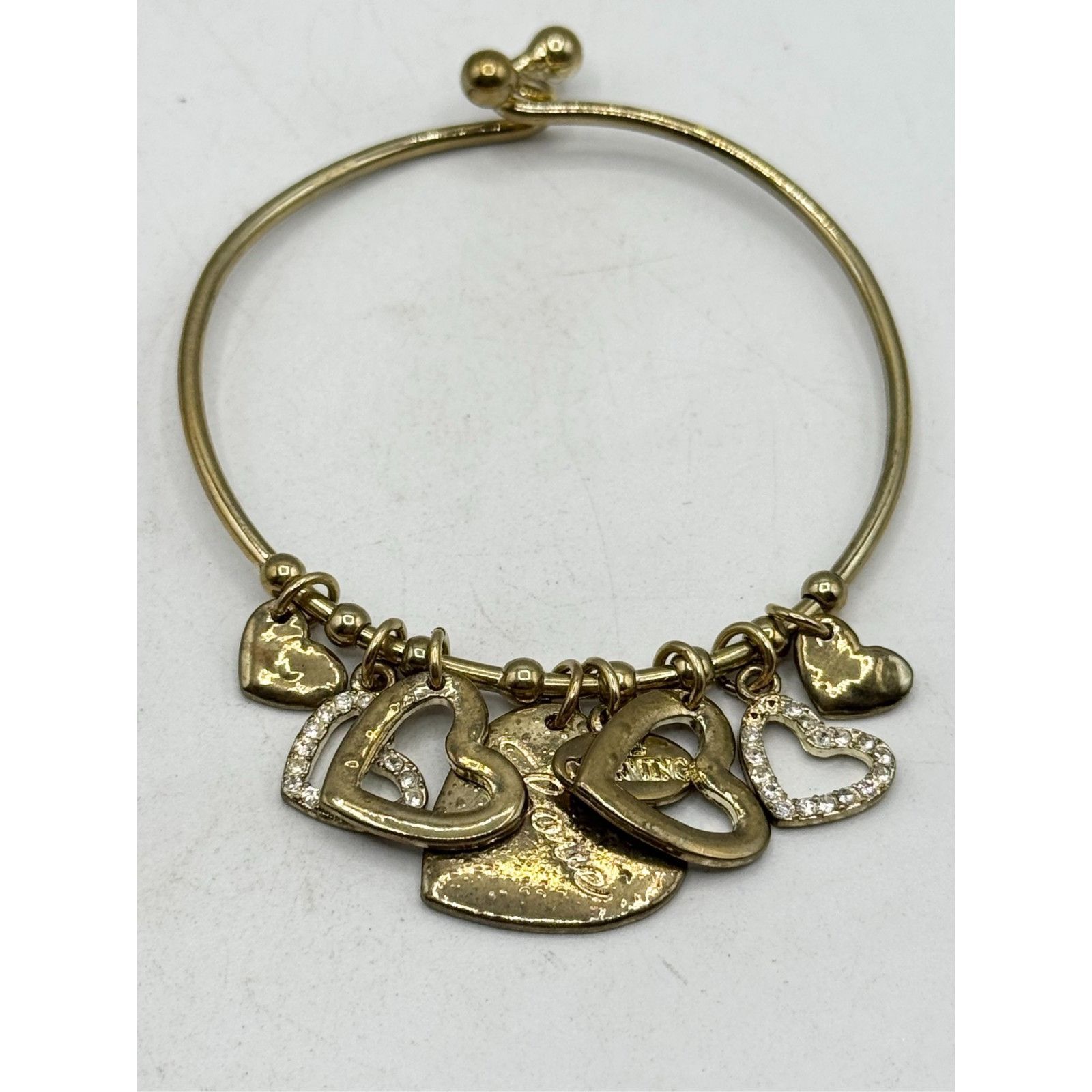 Other Love heart charm bangle gold bracelet Size ONE SIZE - 2 Thumbnail