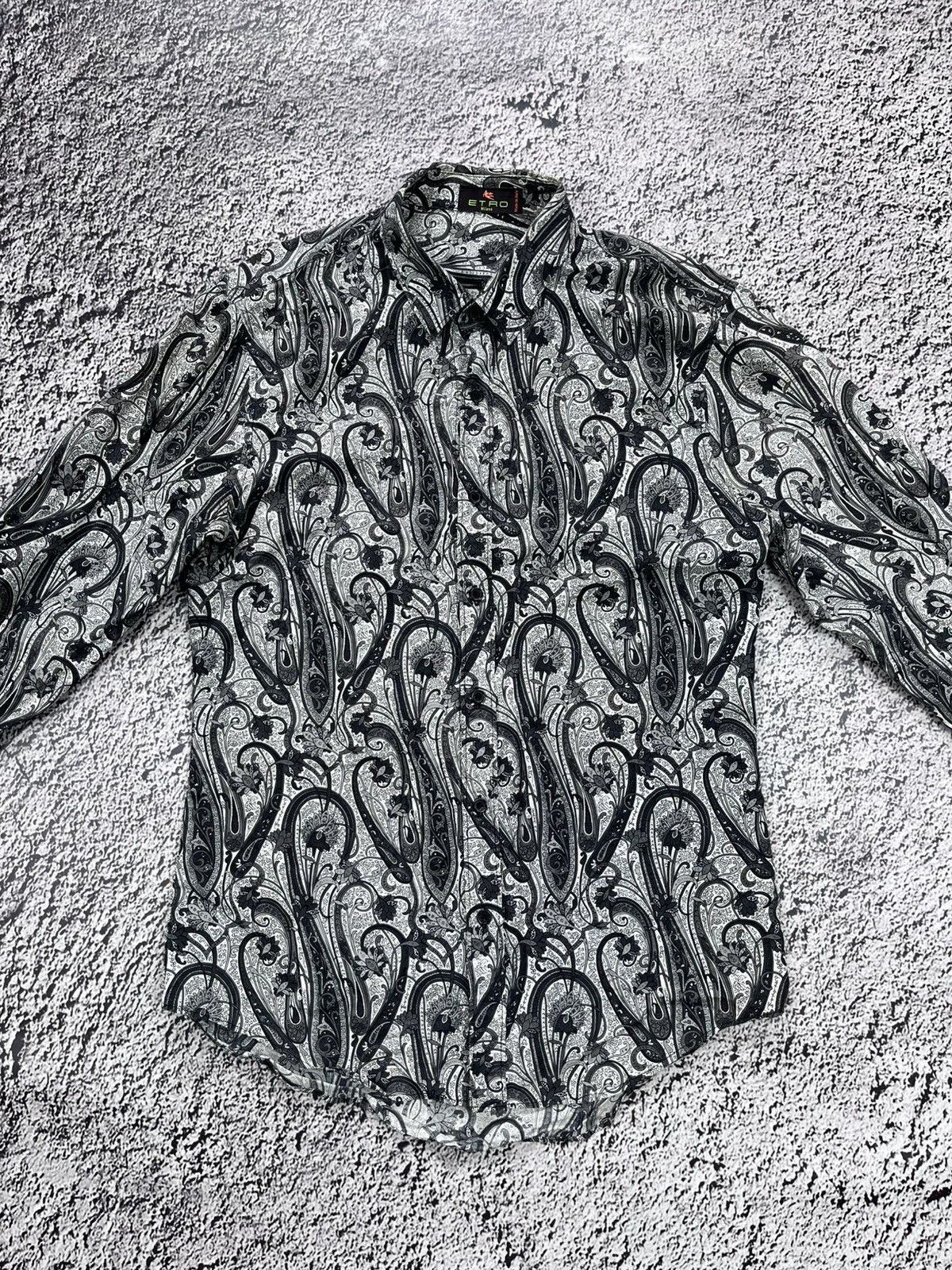 Etro ETRO Milano Black White Paisley Luxury Long Sleeve Shirt Size US M / EU 48-50 / 2 - 4 Thumbnail