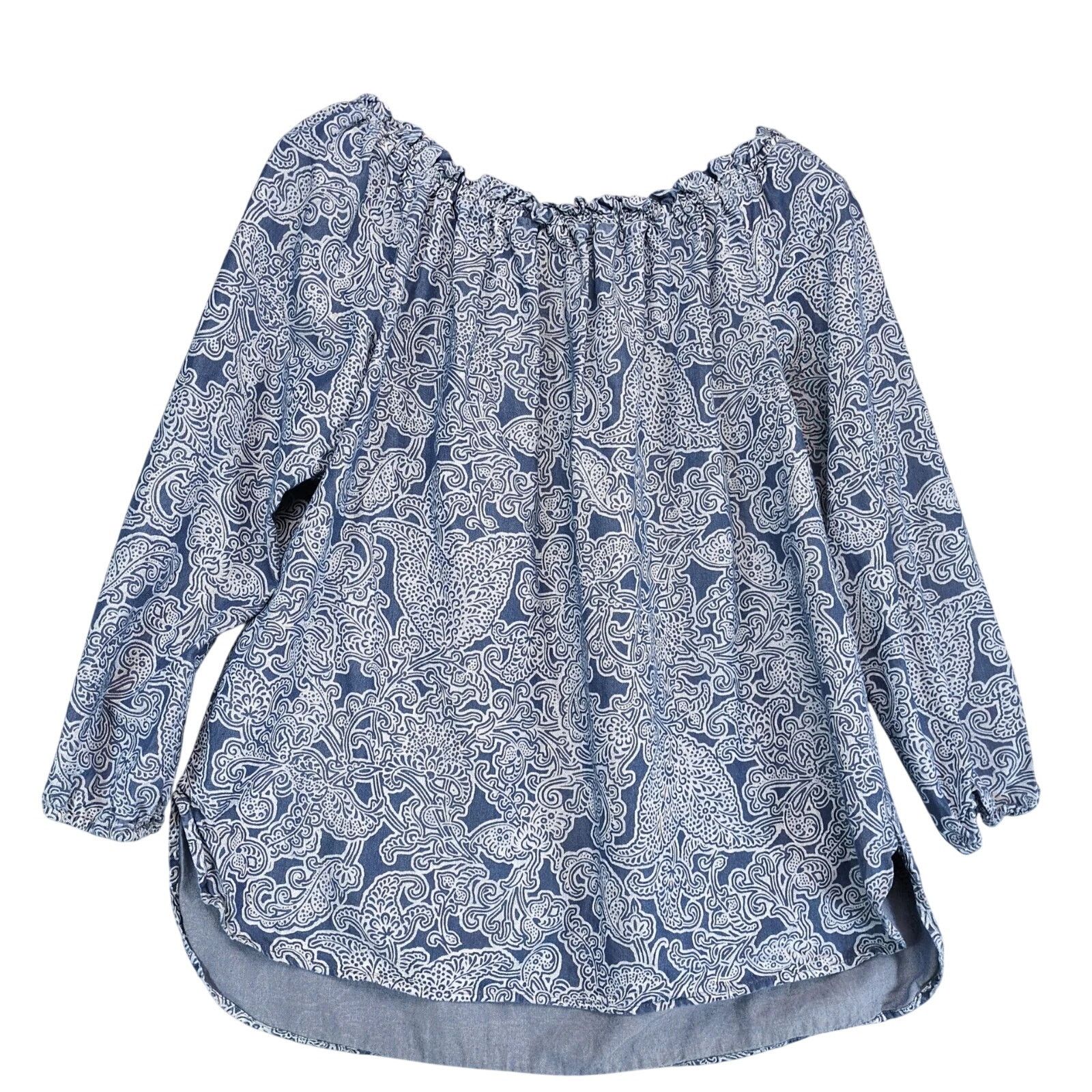 Jones New York Jones NY Blue Paisley Peasant Blouse Sz M On/Off Shoulder Size M / US 6-8 / IT 42-44 - 1 Thumbnail