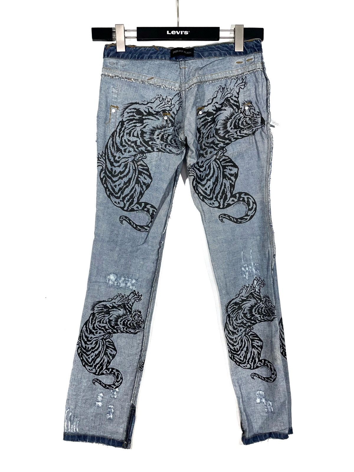 Philipp Plein Philipp Plein Women Y2K Blue Jeans Skull Stones Zip S-M Size 27" / US 4 / IT 40 - 13 Thumbnail