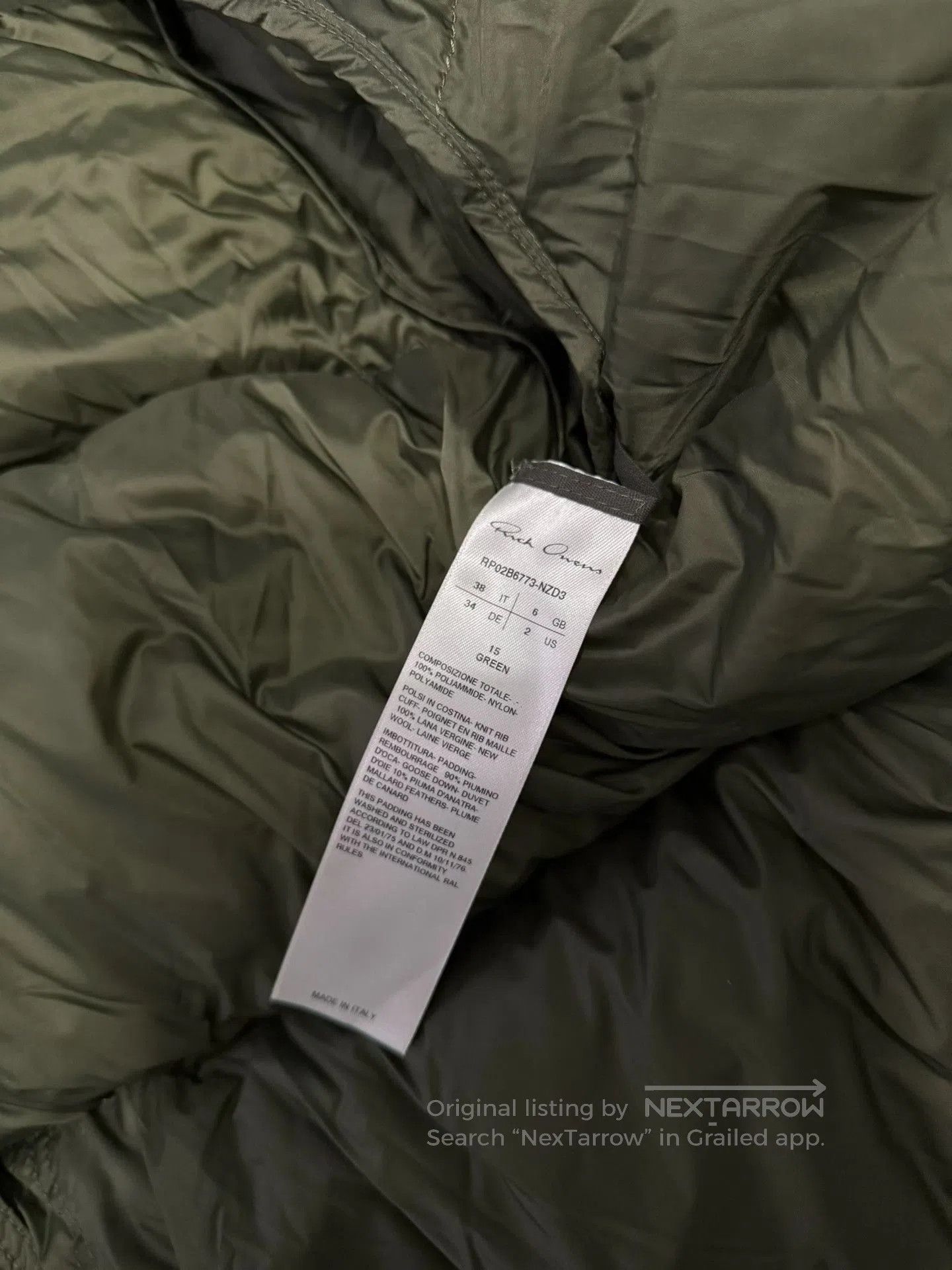 Rick Owens Rick Owens FW22 Green Scarf Down Jacket. Size US M / EU 48-50 / 2 - 3 Thumbnail