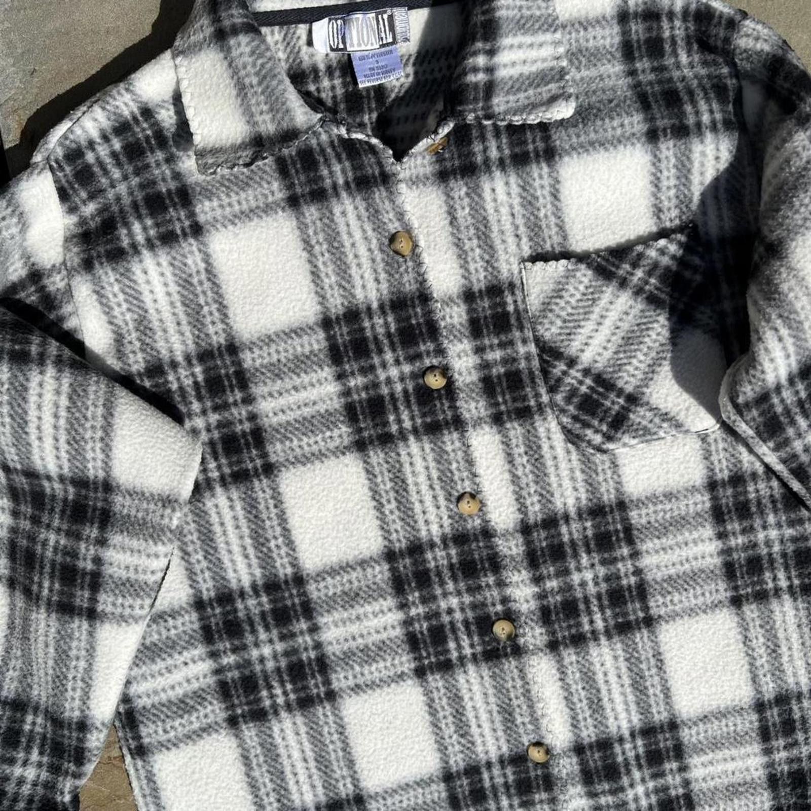 Vintage Vintage 90s Fleece Houndstooth Plaid Button Down Flannel Size US S / EU 44-46 / 1 - 2 Thumbnail