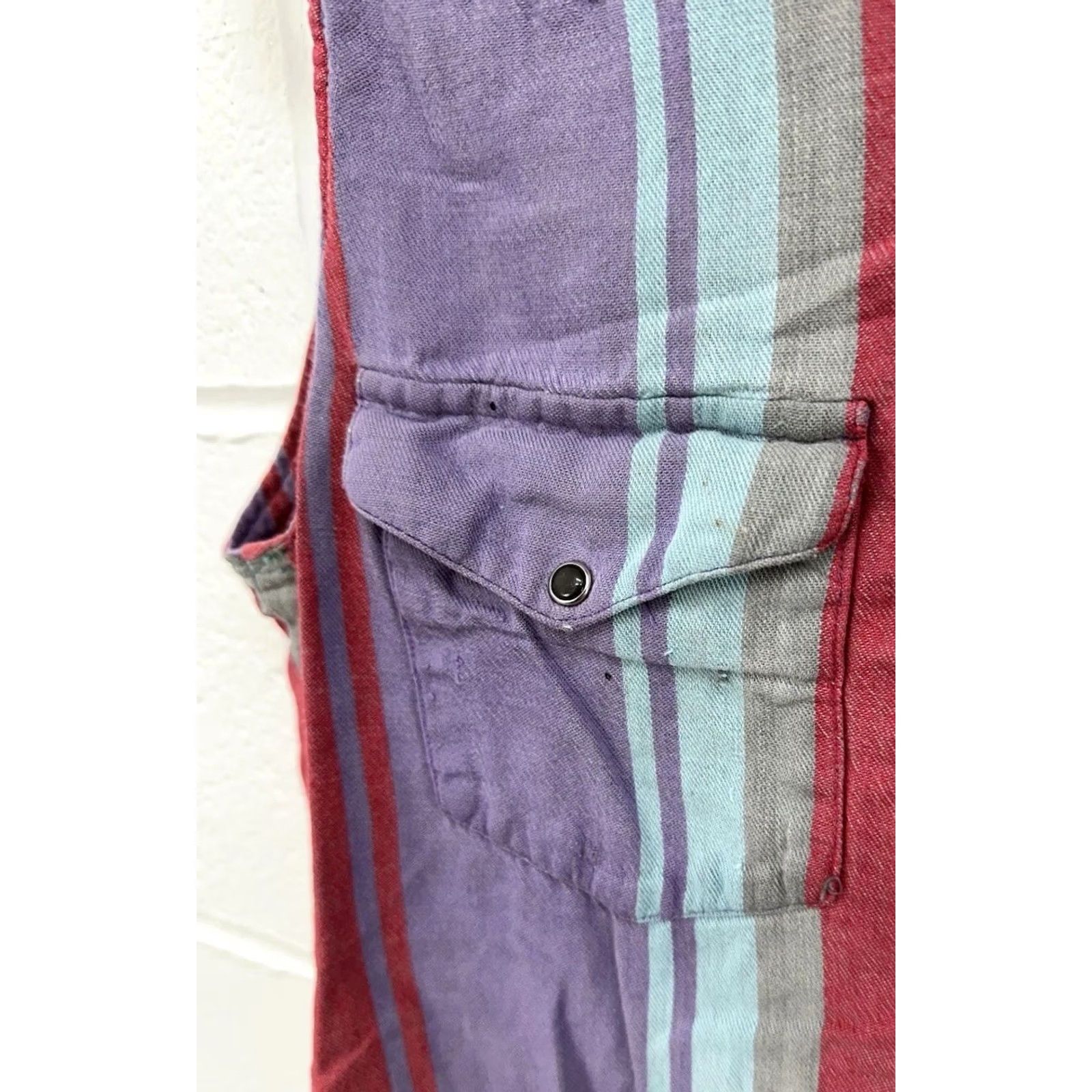 Roper VINTAGE Roper Vest Striped Black Pearl Snap Cutoff Heavy Wear Medium M Men Vest Black Pearl Striped Top/Outer Shell: Cotton Snap Closure Size US M / EU 48-50 / 2 - 4 Thumbnail