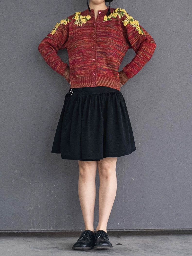 Kenzo KENZO Red yellow velvet knit sweater vintage Size M / US 6-8 / IT 42-44 - 5 Thumbnail