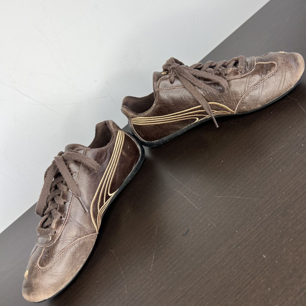 Puma Y2K Puma Speedcat Low Top Brown Leather Sneakers Size US 5 / IT 35 - 5 Thumbnail
