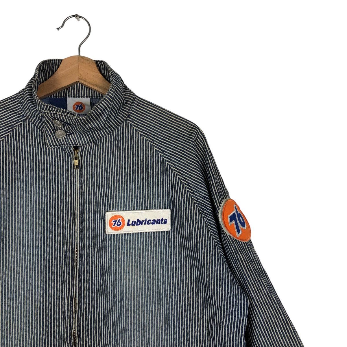 Japanese Brand 🔥90’s Striped Bomber Jacket 76 Lubricant Big Logo Size US L / EU 52-54 / 3 - 6 Thumbnail