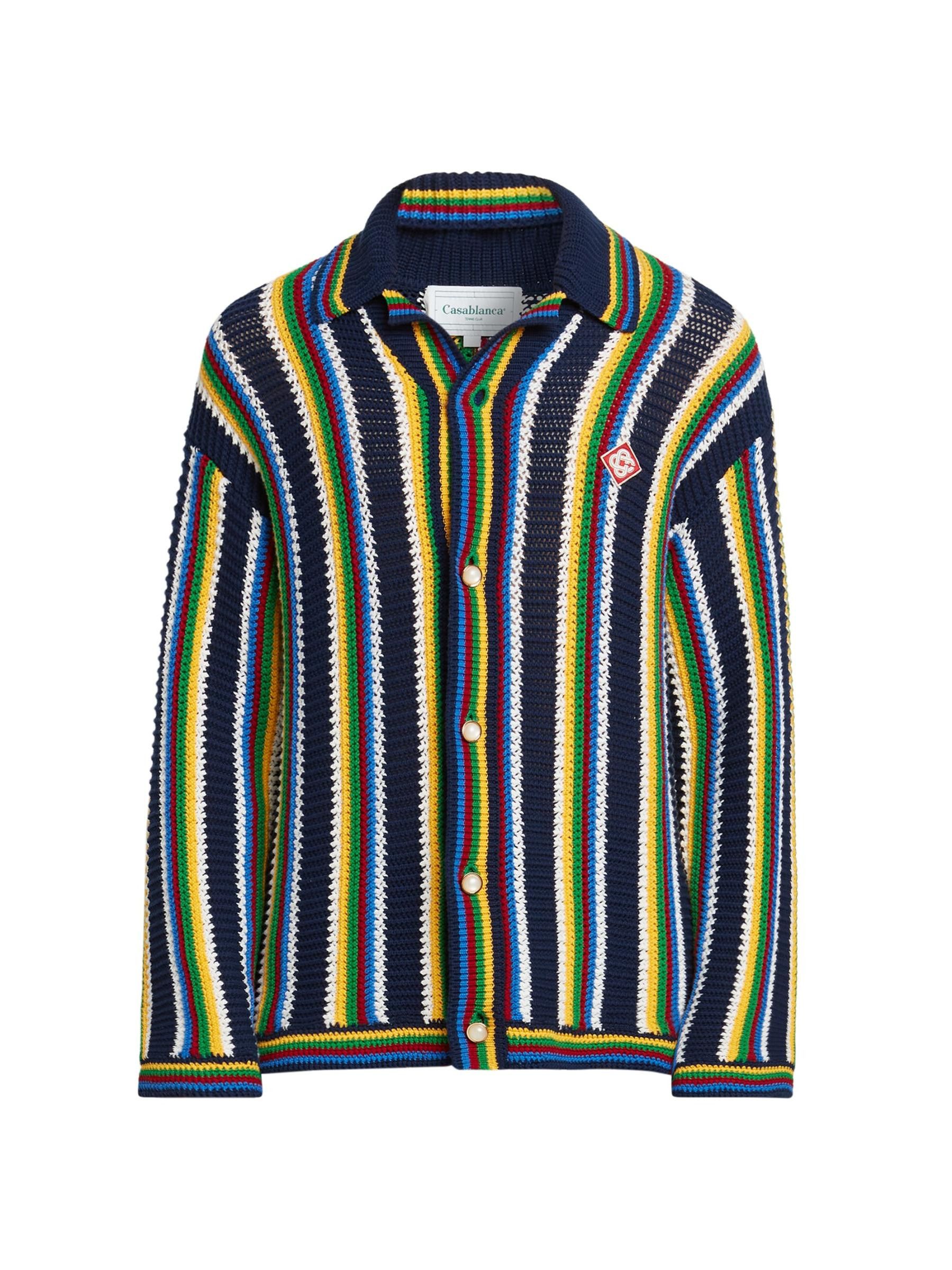 Casablanca os11x0725 Striped Crocheted Cotton-Blend Long-Sleeve Shirt Size US S / EU 44-46 / 1 - 1 Thumbnail