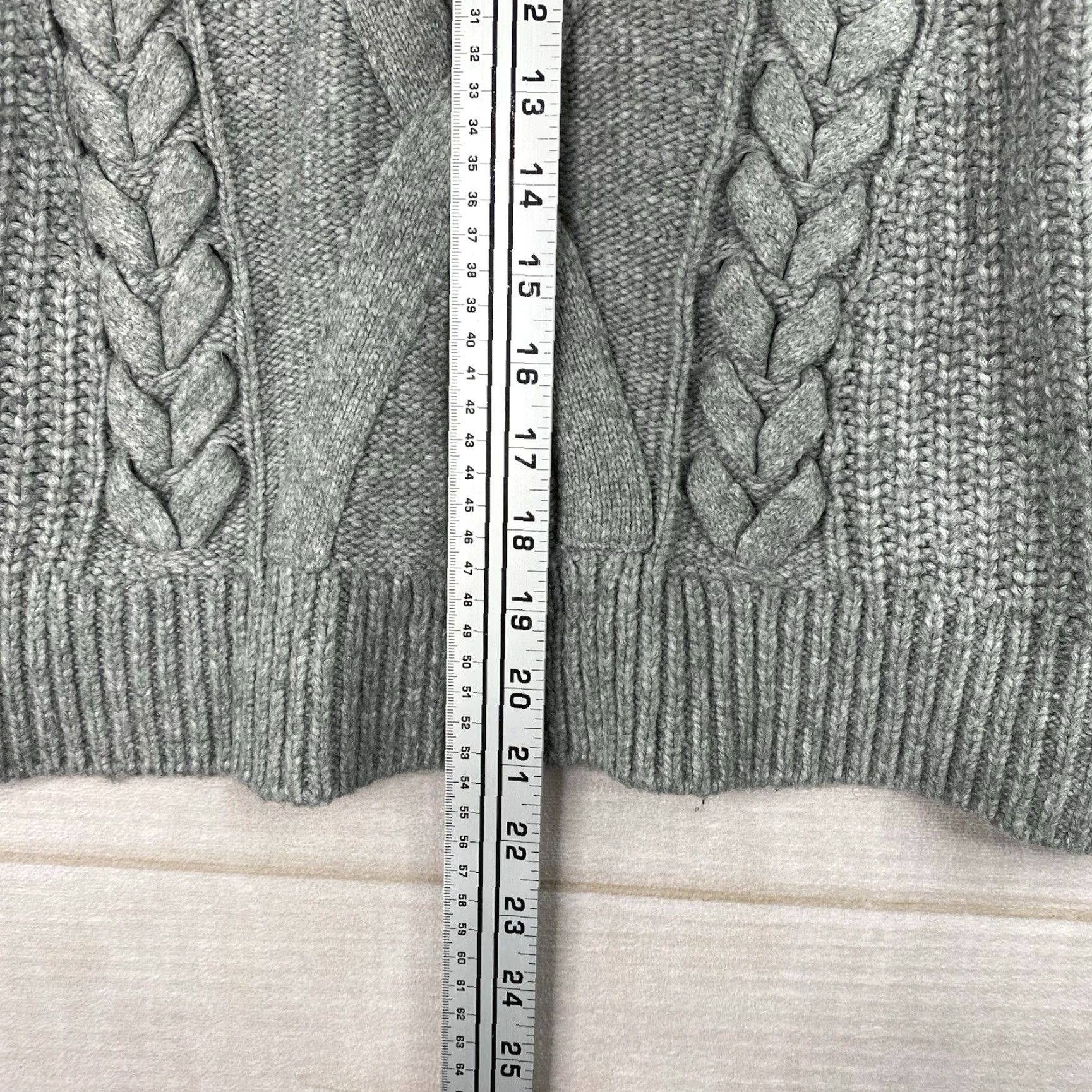 Elizabeth and James Elizabeth and James Sweater Womens L Gray Cable-Knit Mock Neck Cropped Boxy Pullover Crew Neck Casual Boho City Classic Size L / US 10 / IT 46 - 6 Thumbnail
