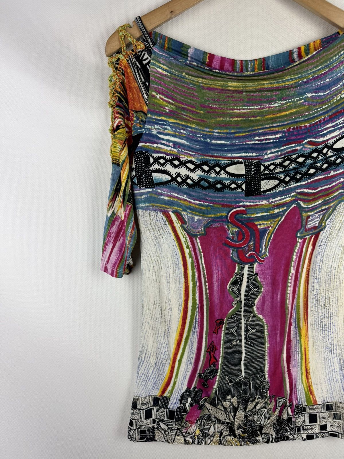 Other Save The Queen Ladies Y2K Patterned Top Tunic Blouse Size L / US 10 / IT 46 - 2 Thumbnail