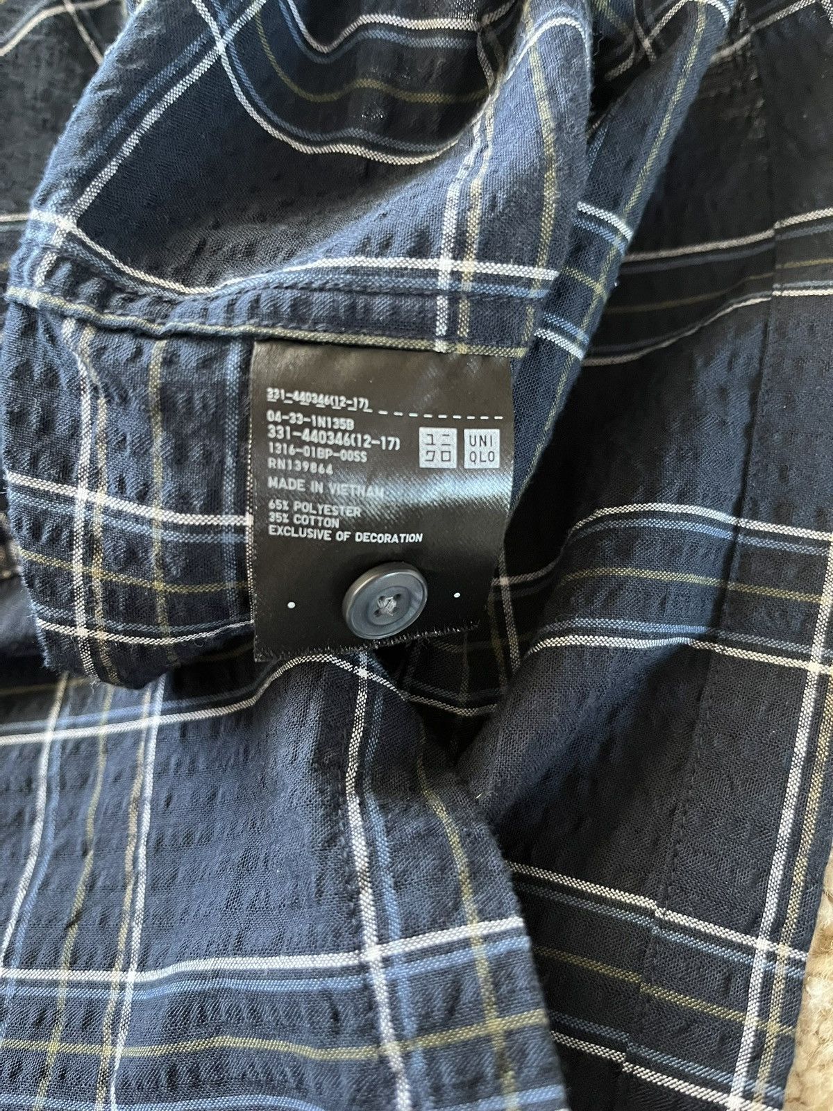 JW Anderson × Uniqlo Uniqlo JW Anderson Seersucker Shirt Short Sleeve Navy Size US M / EU 48-50 / 2 - 4 Thumbnail