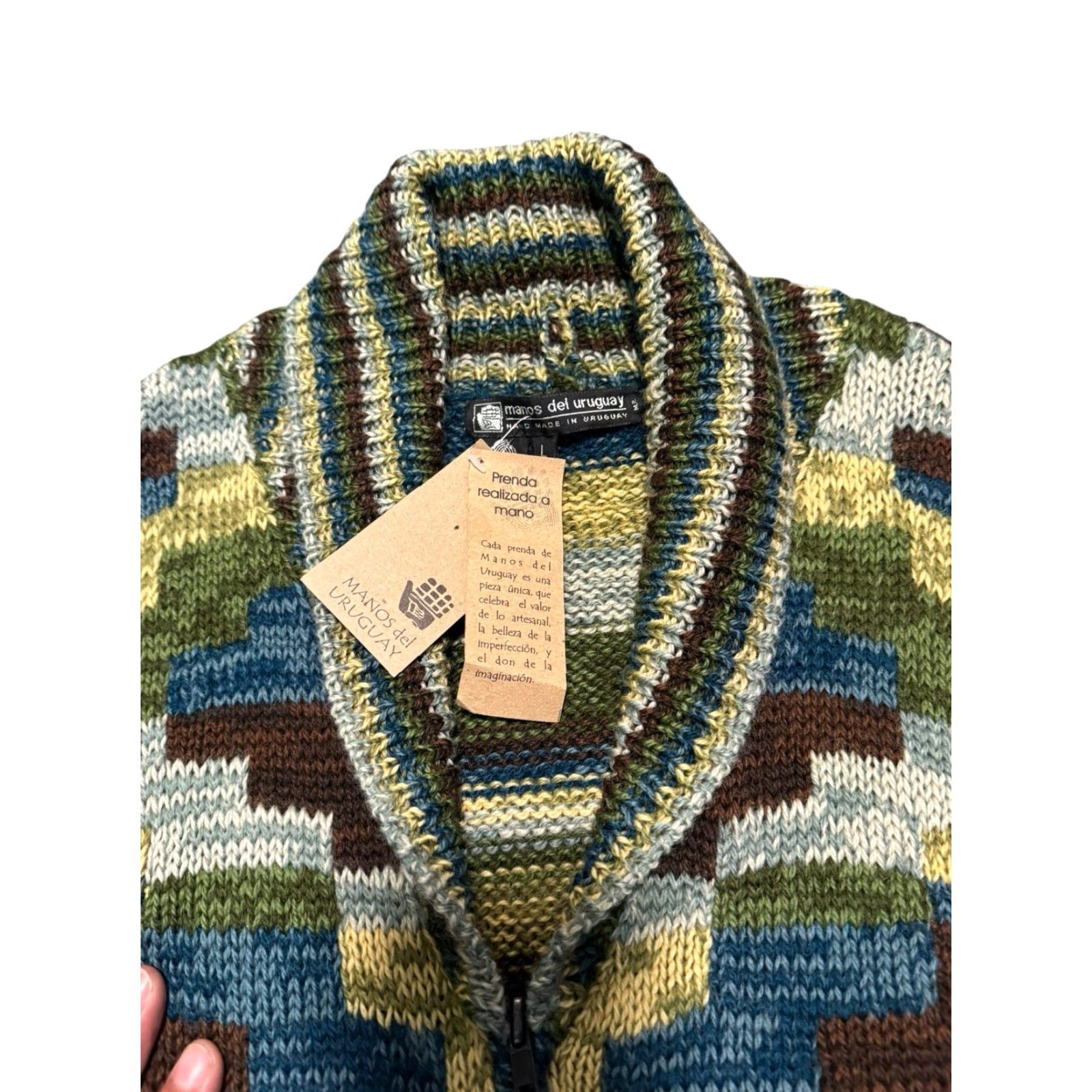 Vintage VINTAGE Manos Del Uruguay Cardigan Best Zip Wool Sweater L GEOMETRIC Design NWT Women Vest Brown 100% Wool Knit Open Collarless Regular Fit Size L / US 10 / IT 46 - 7 Thumbnail
