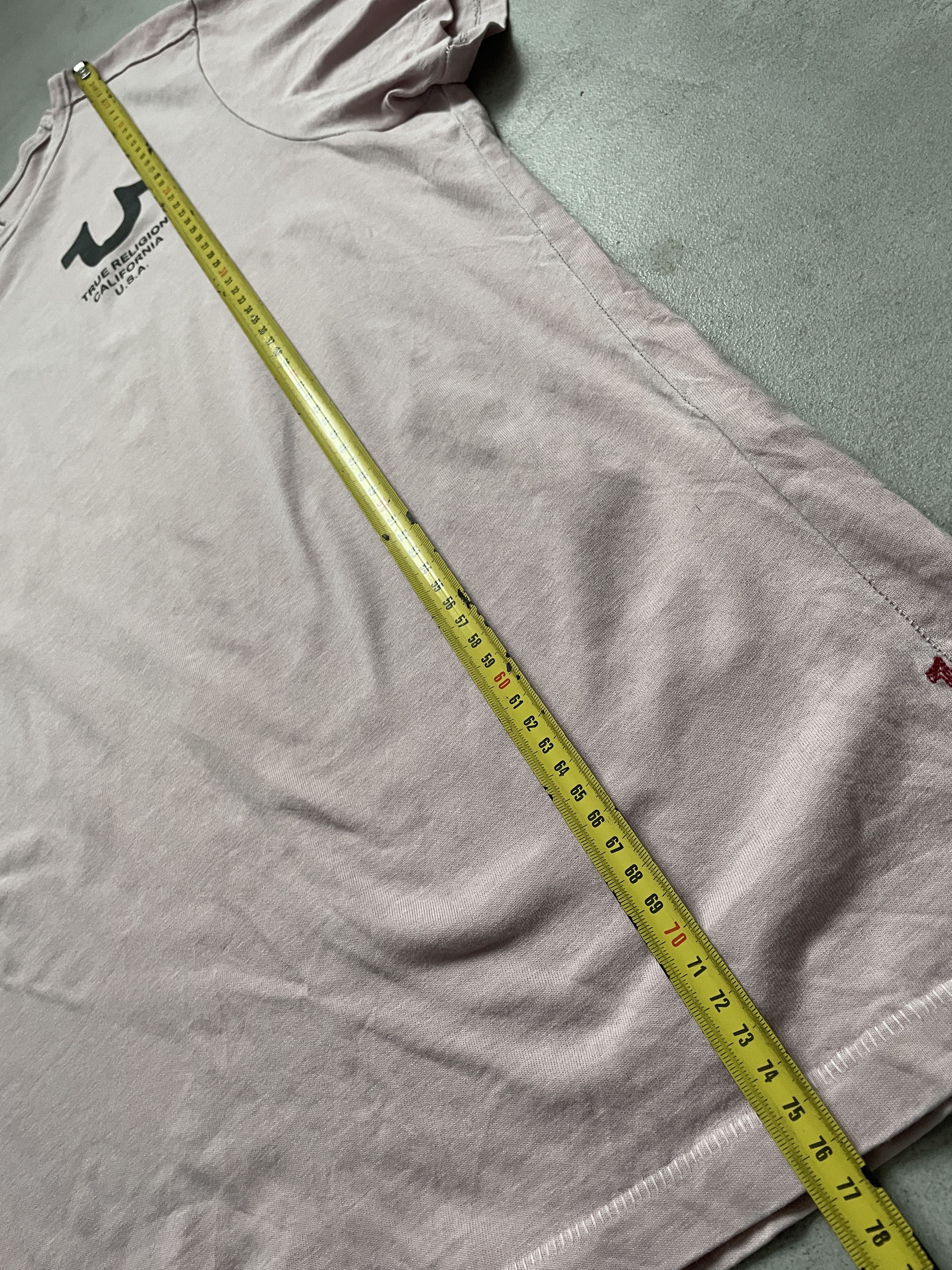 True Religion Y2K TRUE RELIGION WASHED LIGHT PINK STITCHED TEE Size US XXL / EU 58 / 5 - 9 Thumbnail