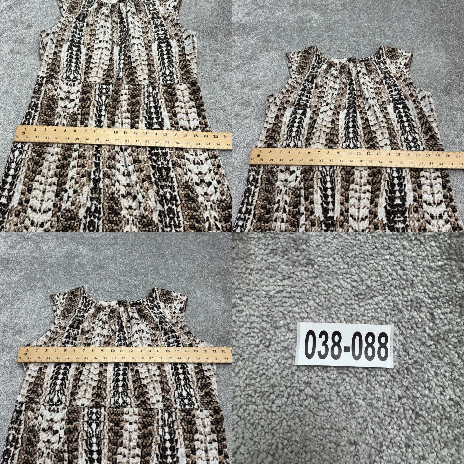 Vintage Dana Buchman Snakeskin Midi Shift Dress Womens 16 Brown Animal Print Sleeveless Dress Size XXL / US 16-18 / IT 52-54 - 9 Thumbnail