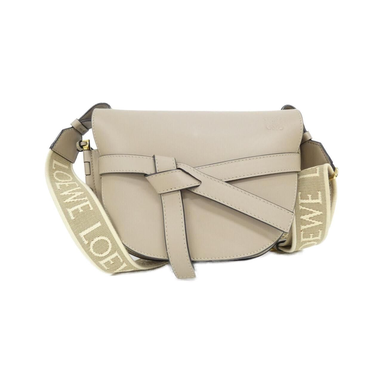 Loewe Loewe Gate Small Calfskin Canvas Shoulder Bag Leather Shoulder Bag A650T20X40 Duty Free For Usa in Beige, Women's