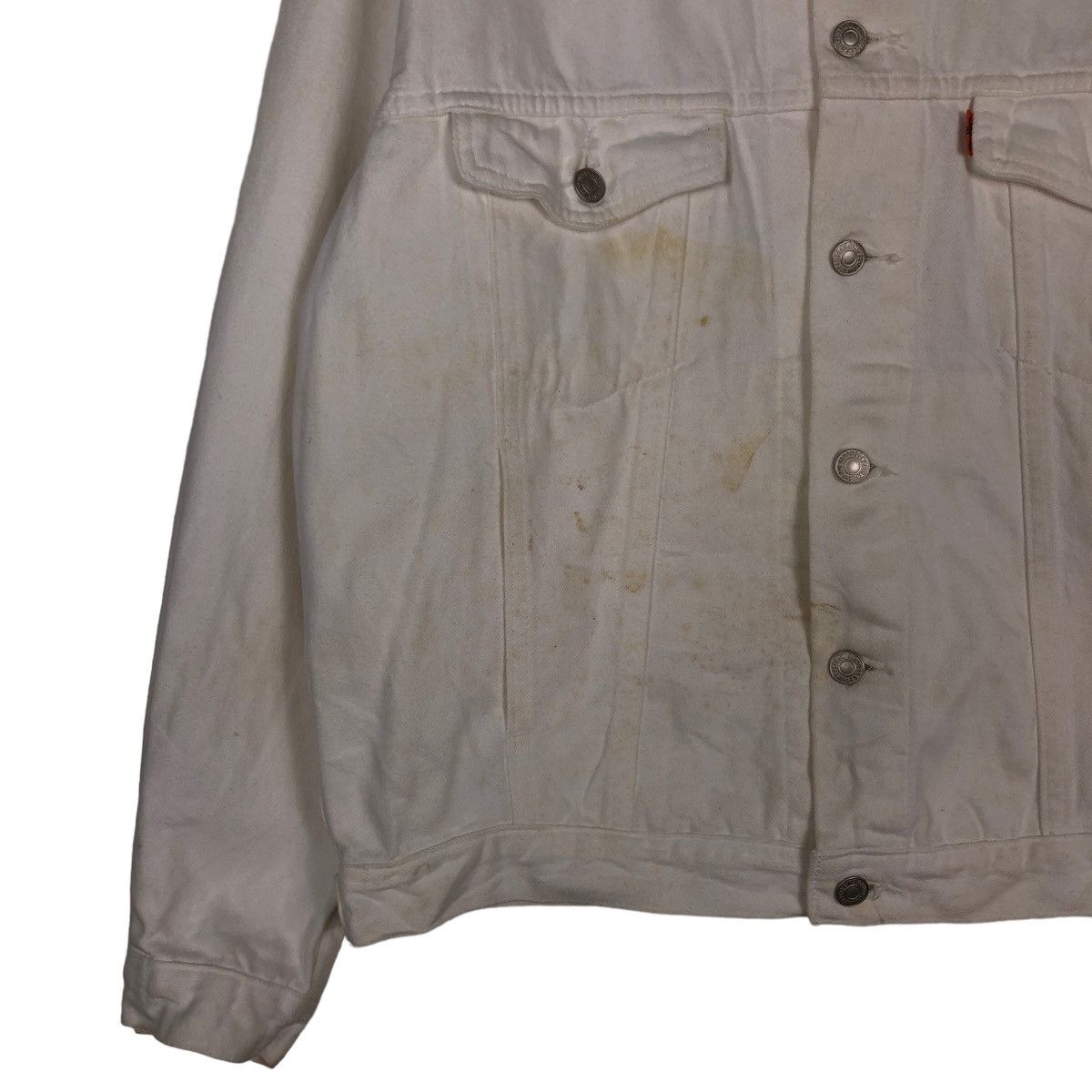 Levi's Vintage Trucker Denim Biker Jacket Levi’s White Rare Colour Size US L / EU 52-54 / 3 - 4 Thumbnail
