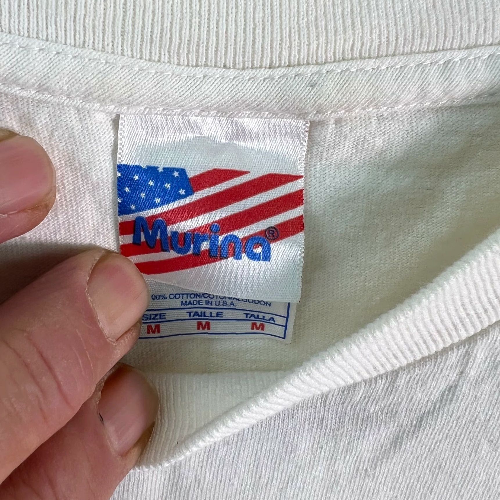 Vintage Murina T-Shirt Graphic White Short Sleeve Crew Neck 100% Cotton Adult M US Navy US Made Mens Size US M / EU 48-50 / 2 - 4 Thumbnail