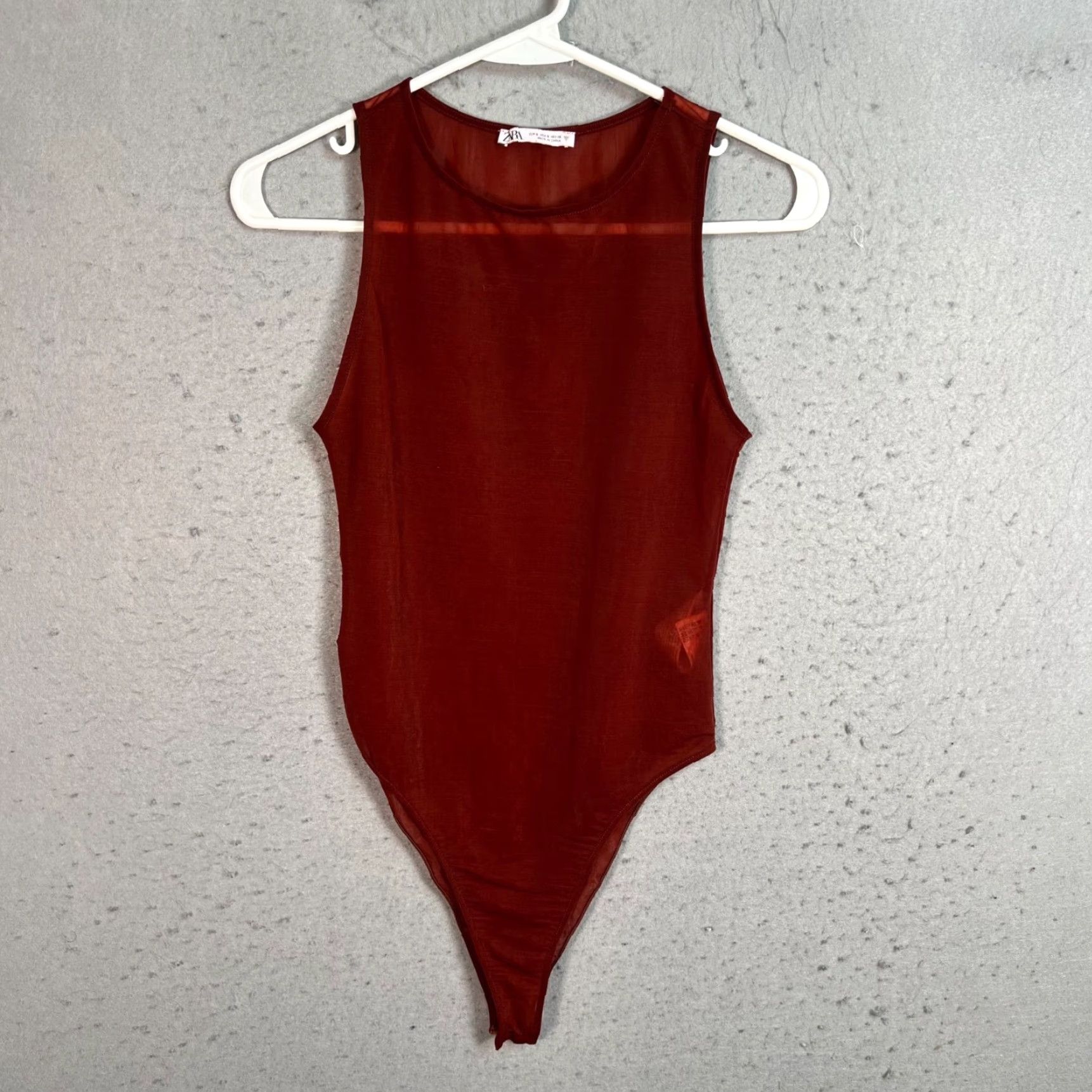 Zara Zara Womens Bodysuit Size S Small Red Sleeveless Round Neck Polyester Elastane Casual Basic Size S / US 4 / IT 40 - 2 Thumbnail