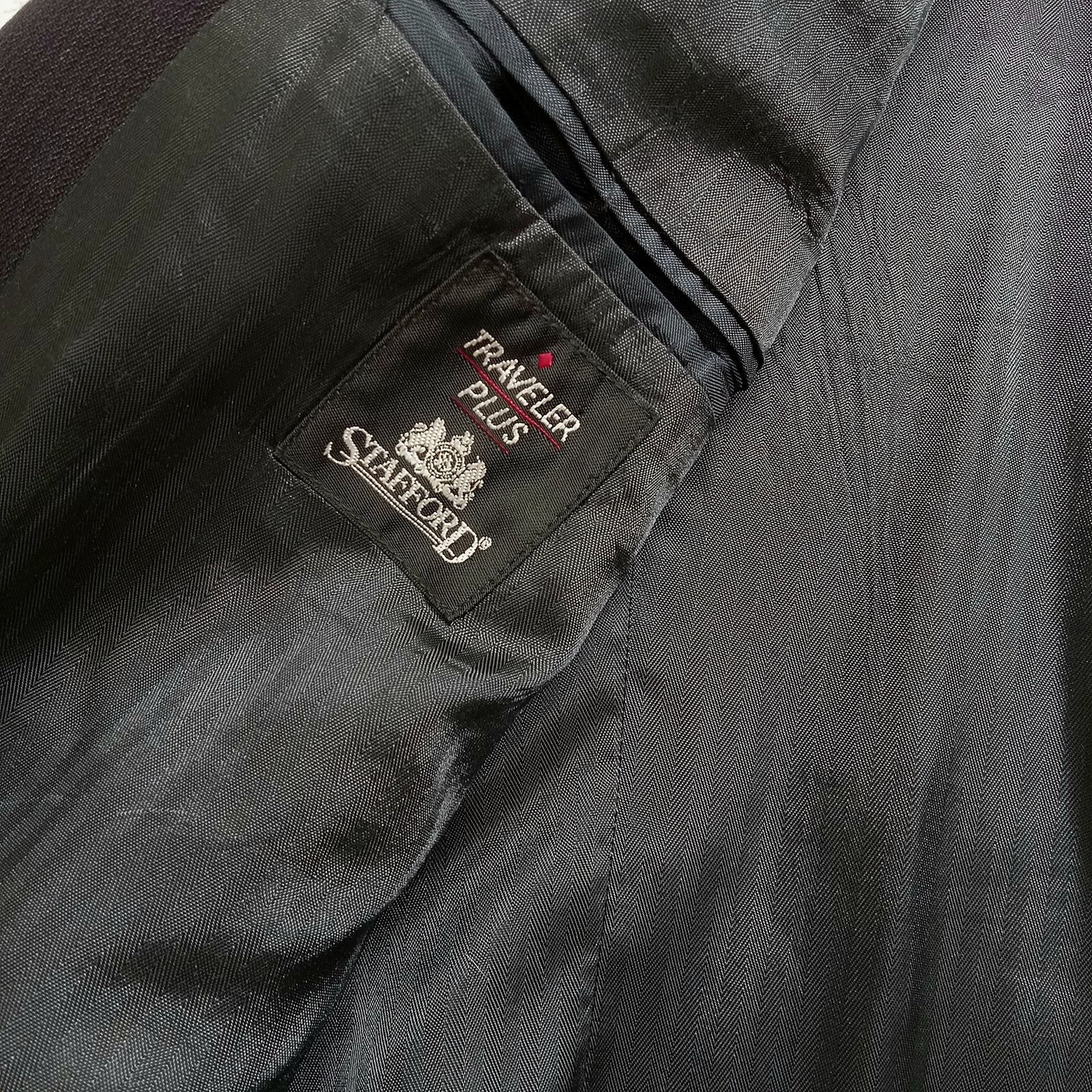 Stafford Stafford Suit Jacket Mens 40R Mens Black 2 Button Wool Blend Size 40R - 5 Thumbnail