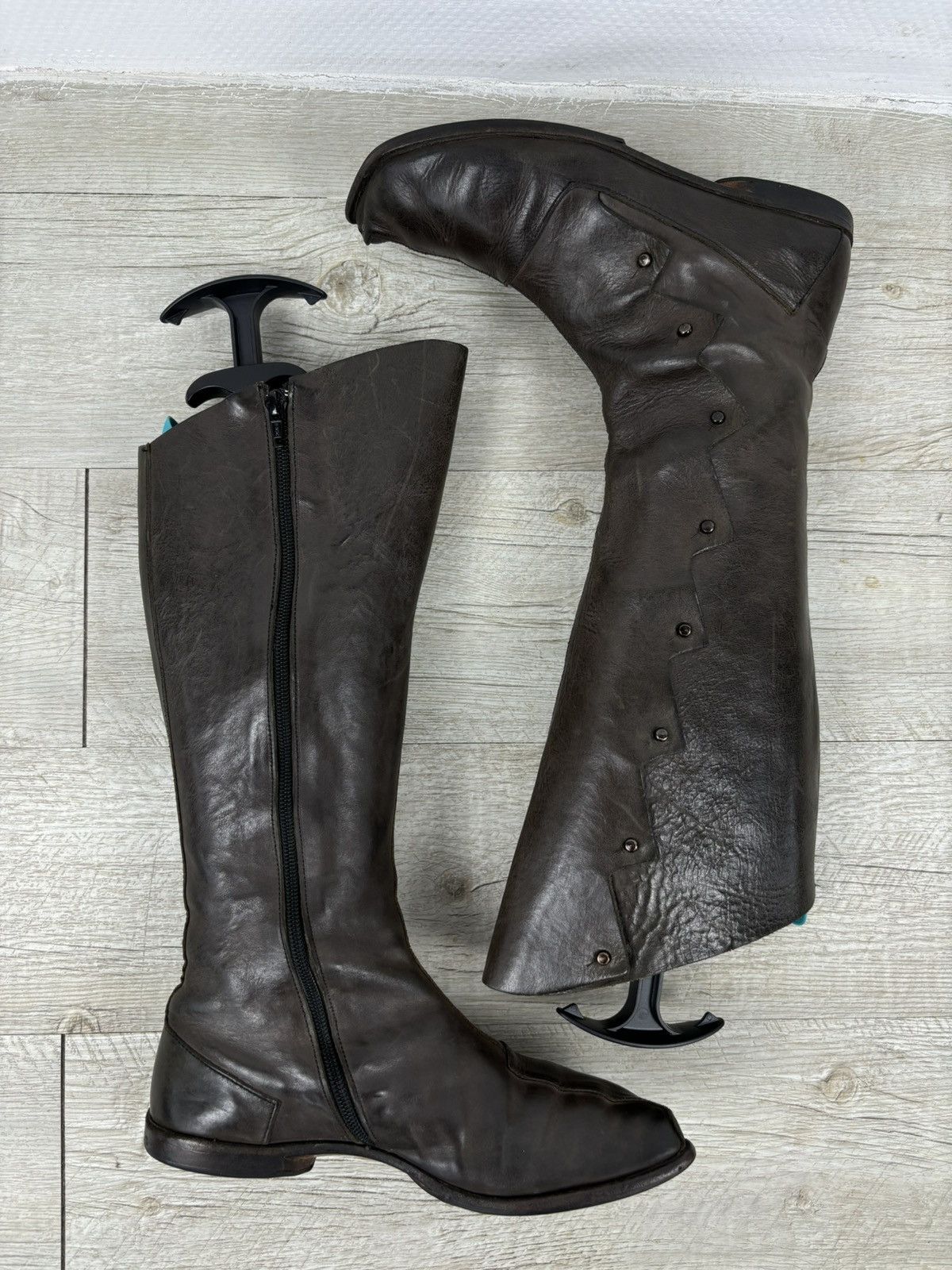 CYDWOQ RARE RUGGED Hand Made USA Leather Knee High Hessian Boots 38 Size US 8 / IT 38 - 6 Thumbnail