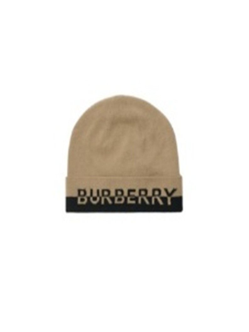 Burberry o1w1db10126 Size: OS / BB Wool Knit Hat / Cap in Beige/Black Size ONE SIZE - 1 Thumbnail