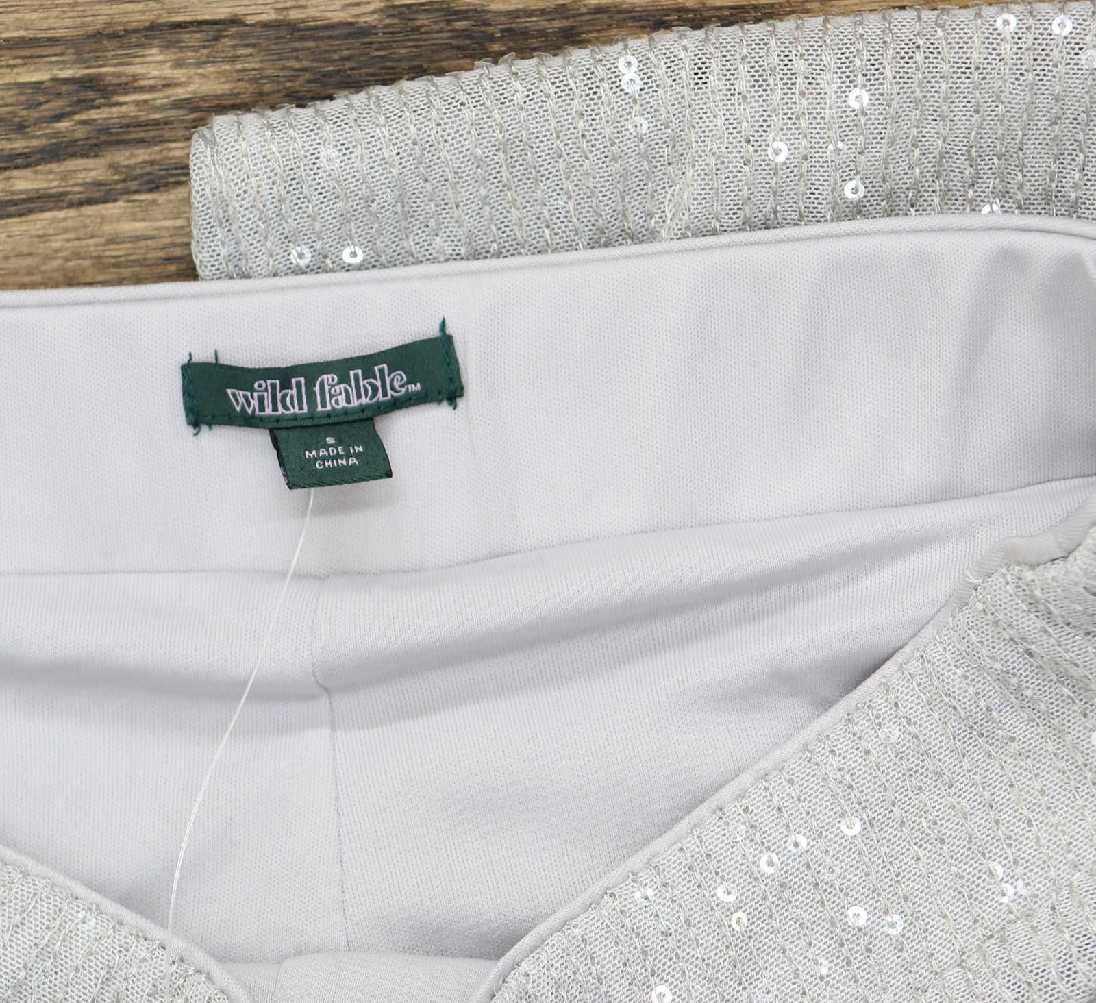 Designer Nwt Wild Fable Leg Holiday Sequin Pants 91904442 Gray S Size 28" / US 6 / IT 42 - 4 Thumbnail