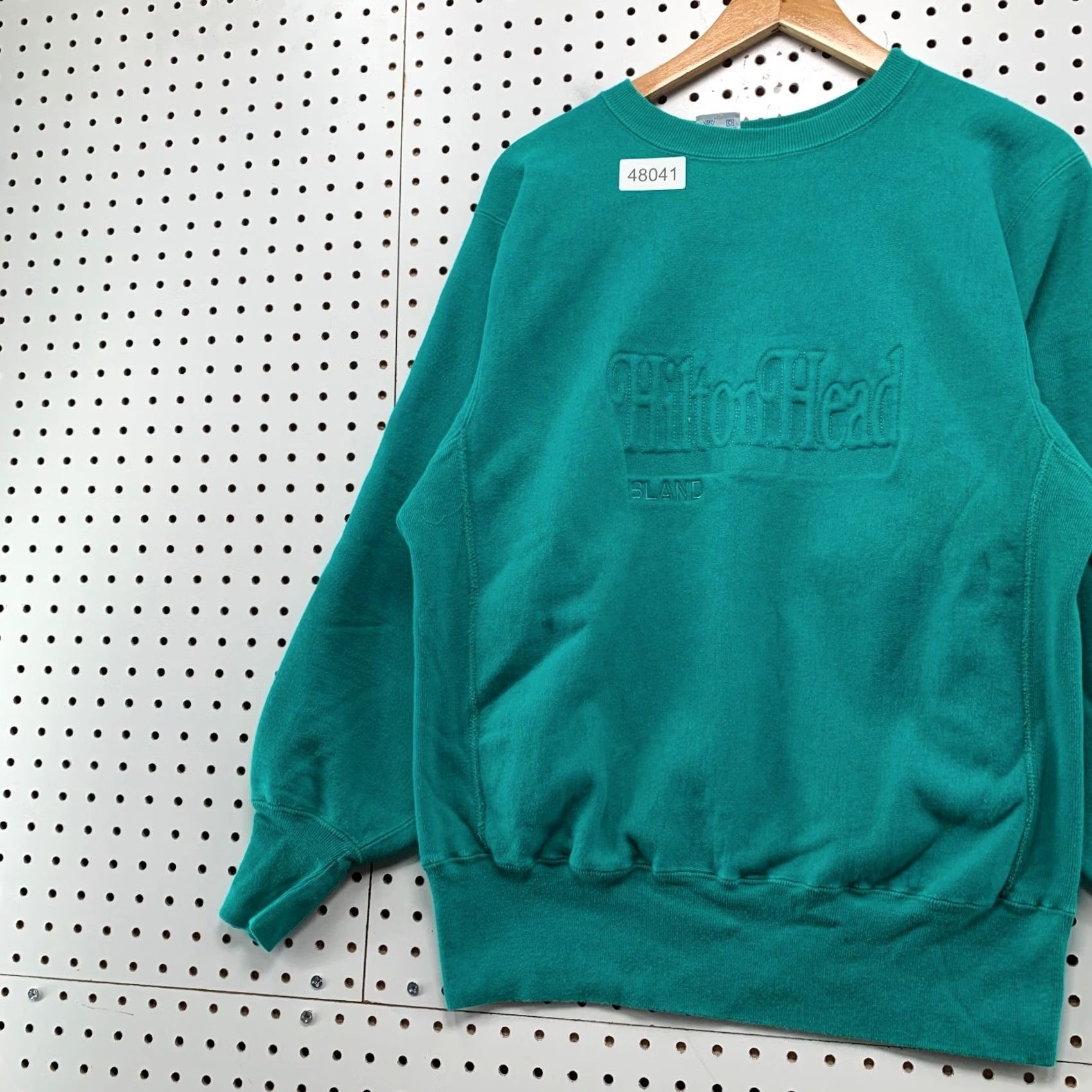 Champion VINTAGE Champion Reverse Weave Sweatshirt Mens L Teal USA 90s Heavyweight Pullover Crew Neck Long Sleeve Cotton Blue (Shirt) Size US L / EU 52-54 / 3 - 5 Thumbnail