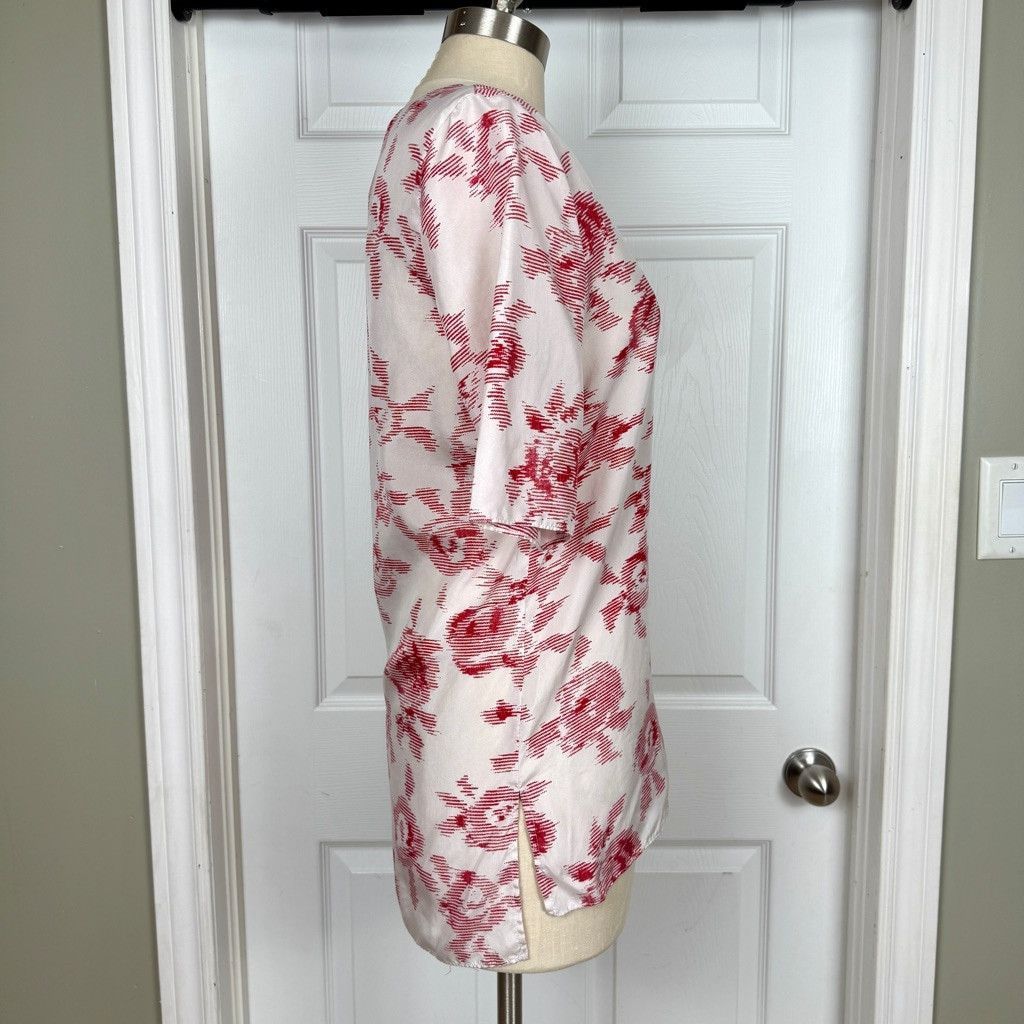 Other Equipment Femme Blouse S White Red Floral 100% Silk Designer Size S / US 4 / IT 40 - 4 Thumbnail