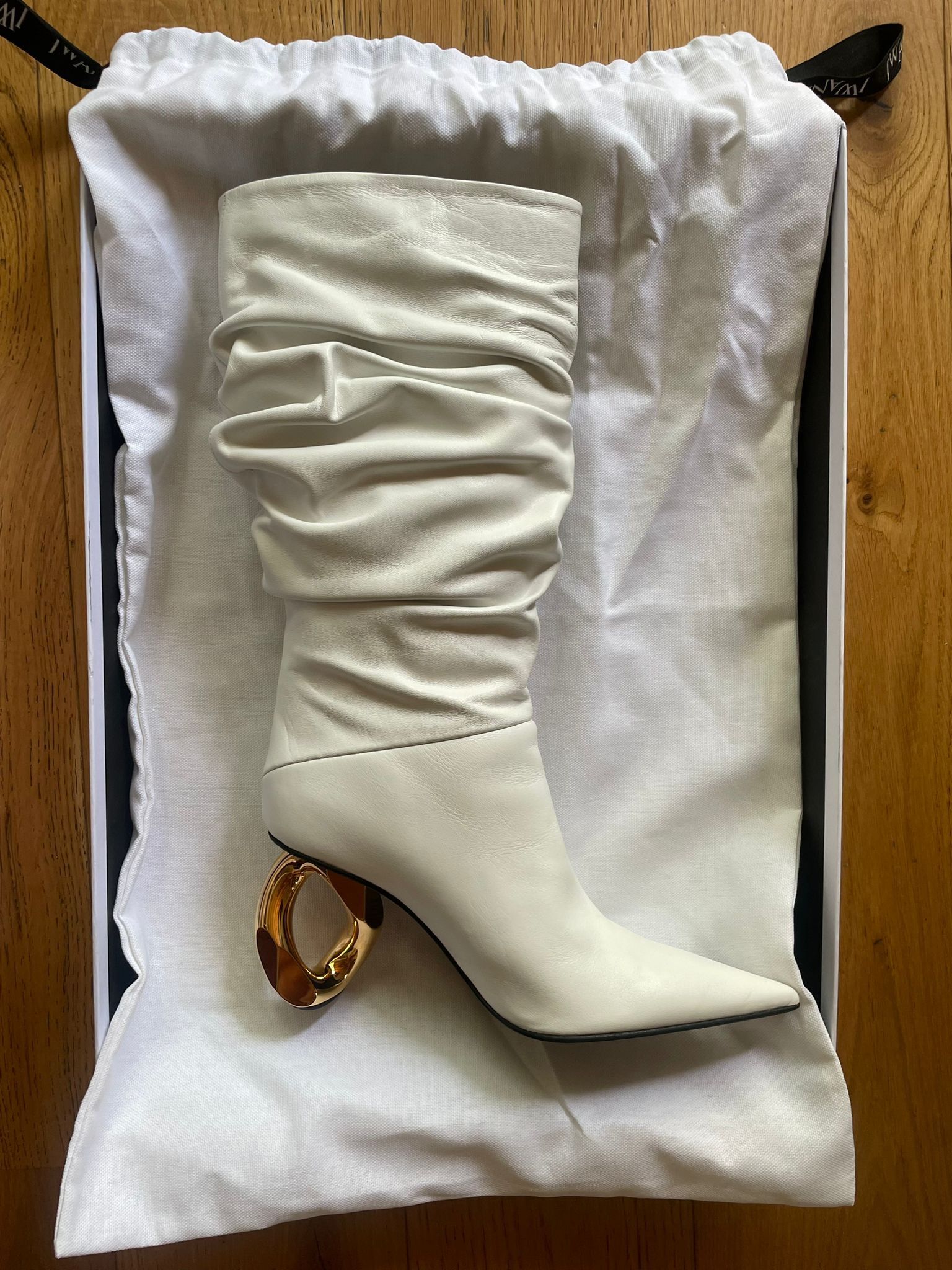 JW Anderson JW Anderson Chain Heel Boot Slouching White Gold Size US 9 / IT 39 - 3 Thumbnail