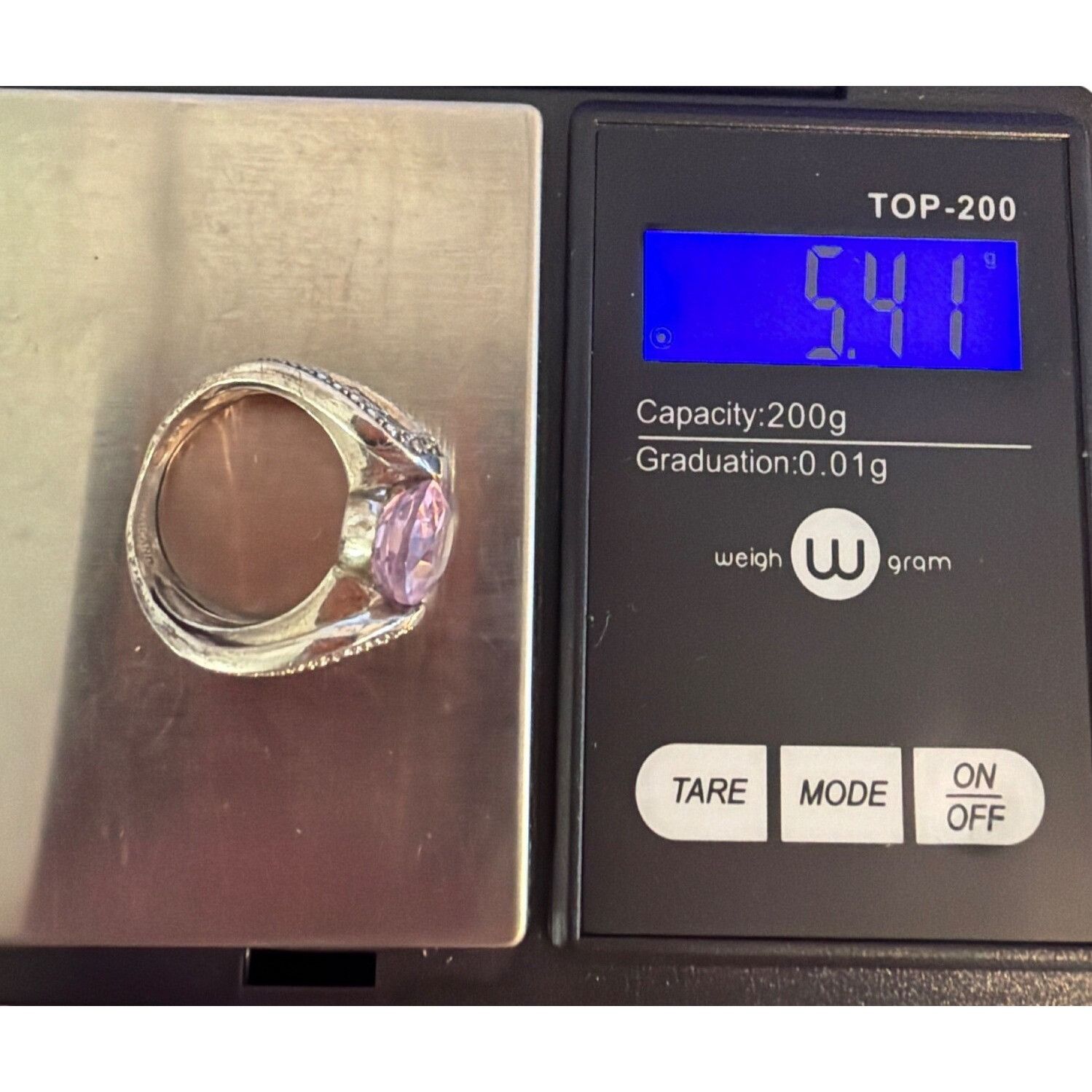Other Vintage Amethyst Sterling Silver Ring Oval Center Stone Spin Size ONE SIZE - 7 Thumbnail