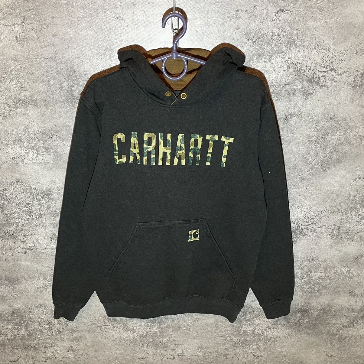Carhartt Vintage Carhartt Faded Hoodie Small Black Camo Logo Y2K Rare Size US S / EU 44-46 / 1 - 1 Thumbnail