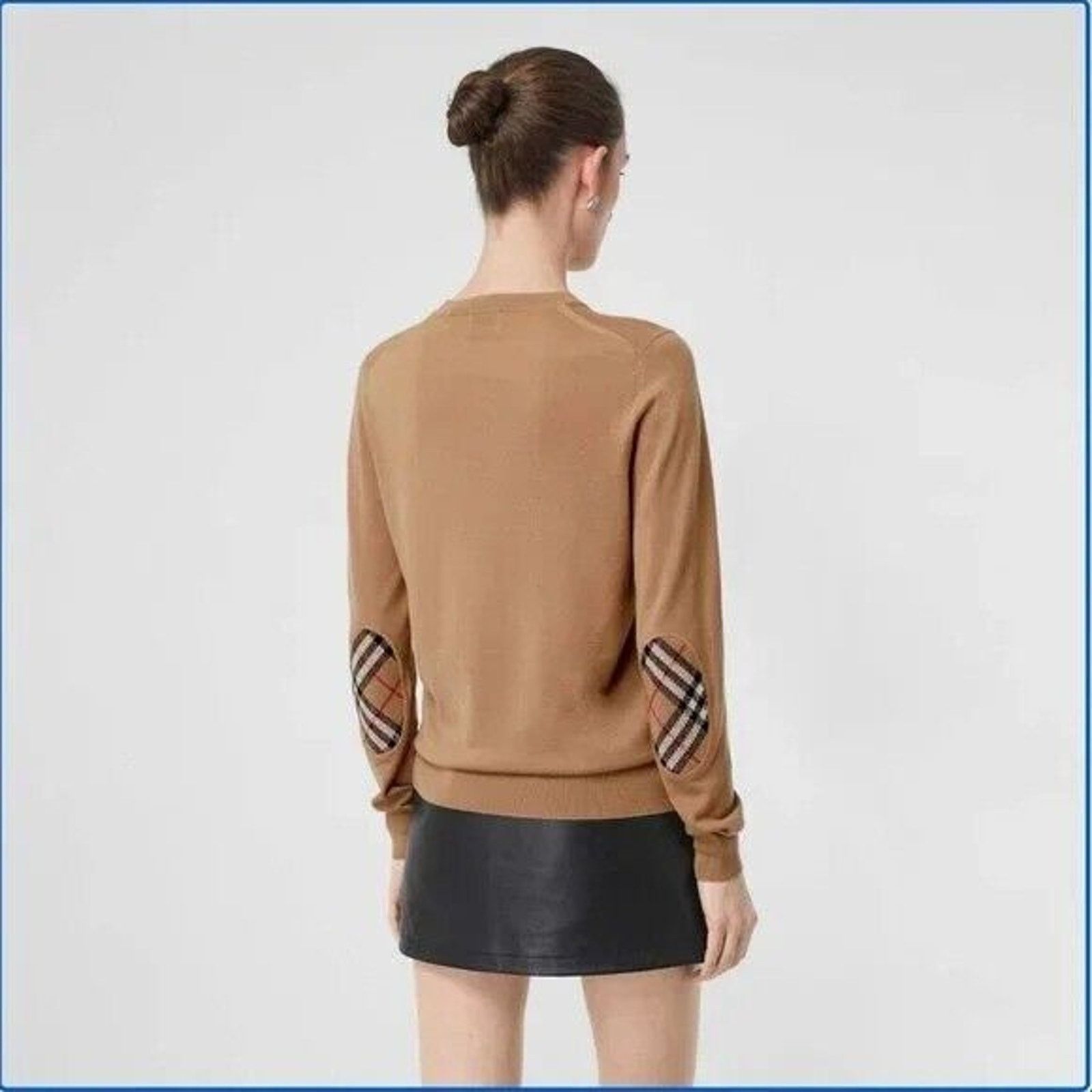 Burberry BEMPTON CAMEL WOOL ELBOW CHECK PATCHES PULLOVER SWEATER M Size M / US 6-8 / IT 42-44 - 2 Thumbnail