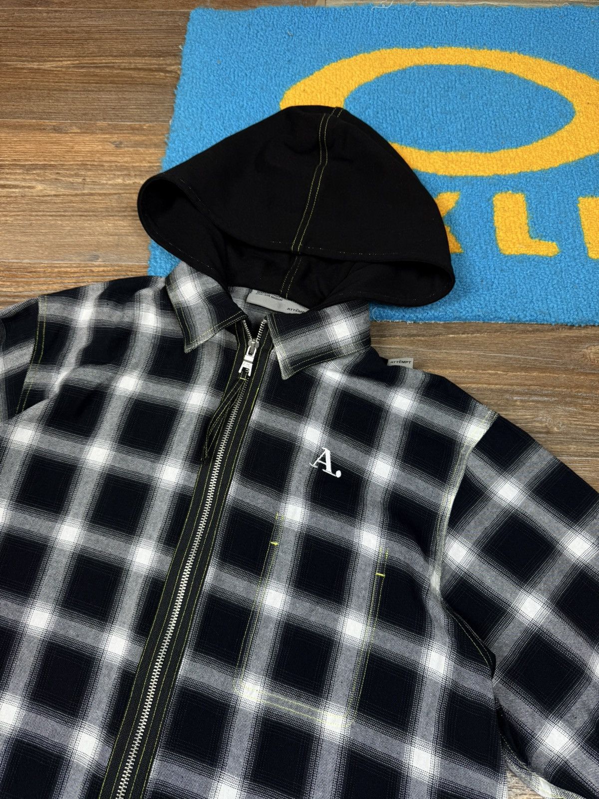 Japanese Brand × Vintage Attempt Checked Zip Hooded Shirt Jacket Size US M / EU 48-50 / 2 - 8 Thumbnail