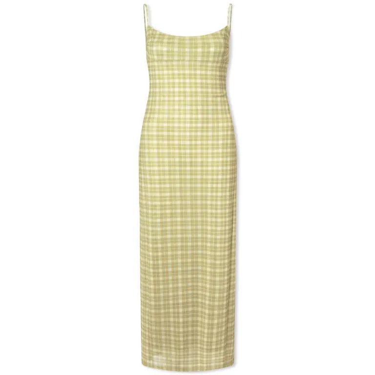 Miaou o1mle0425 Plaid Thais Midi Dress in Lemon Size L / US 10 / IT 46 - 2 Thumbnail