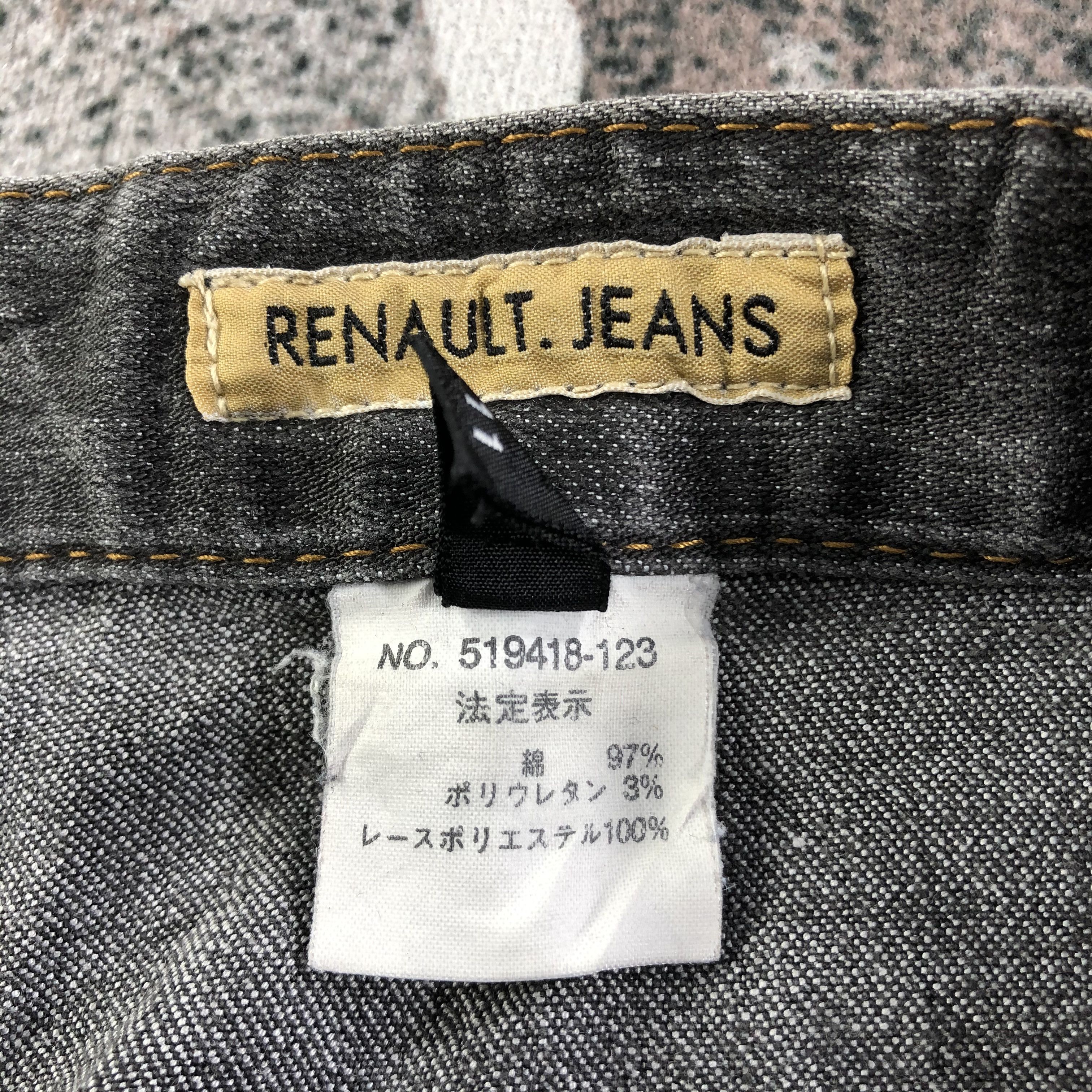 Japanese Brand Vintage Renault Jeans Faded Black Flare Denim KJ1811 Size 29" - 9 Thumbnail
