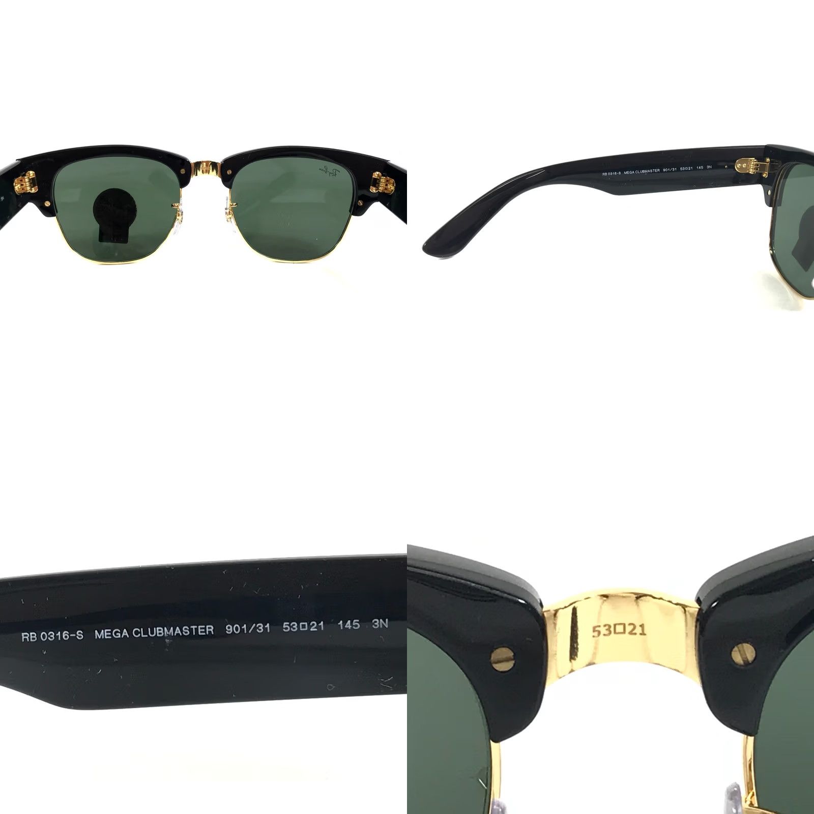 Ray-Ban Sunglasses MEGA CLUBMASTER RB0316-S 901/31 Black 