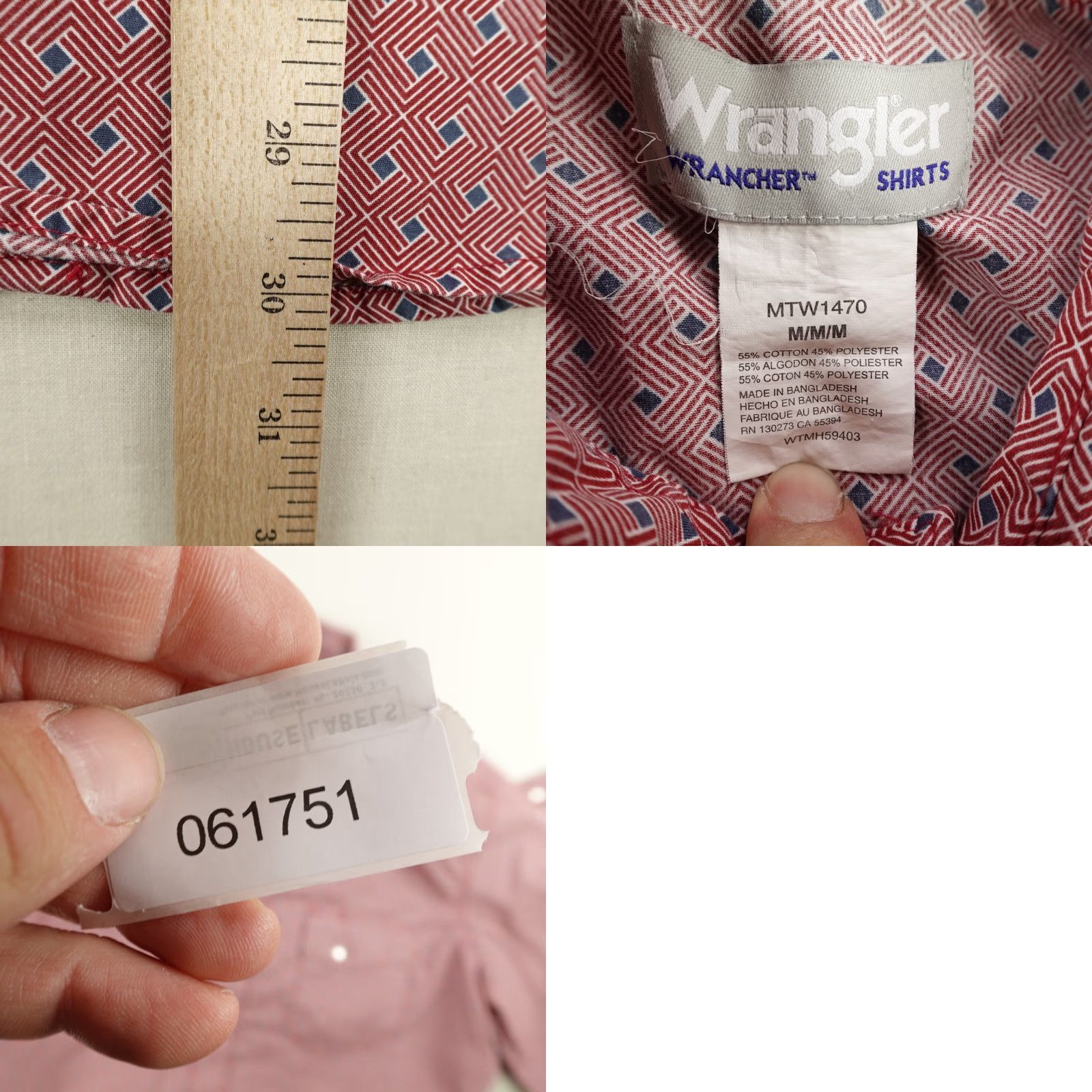 Wrangler Wrangler Shirt Men Medium Red Western Pearl Snap Geometric Rodeo Cowboy Western Size US M / EU 48-50 / 2 - 8 Thumbnail